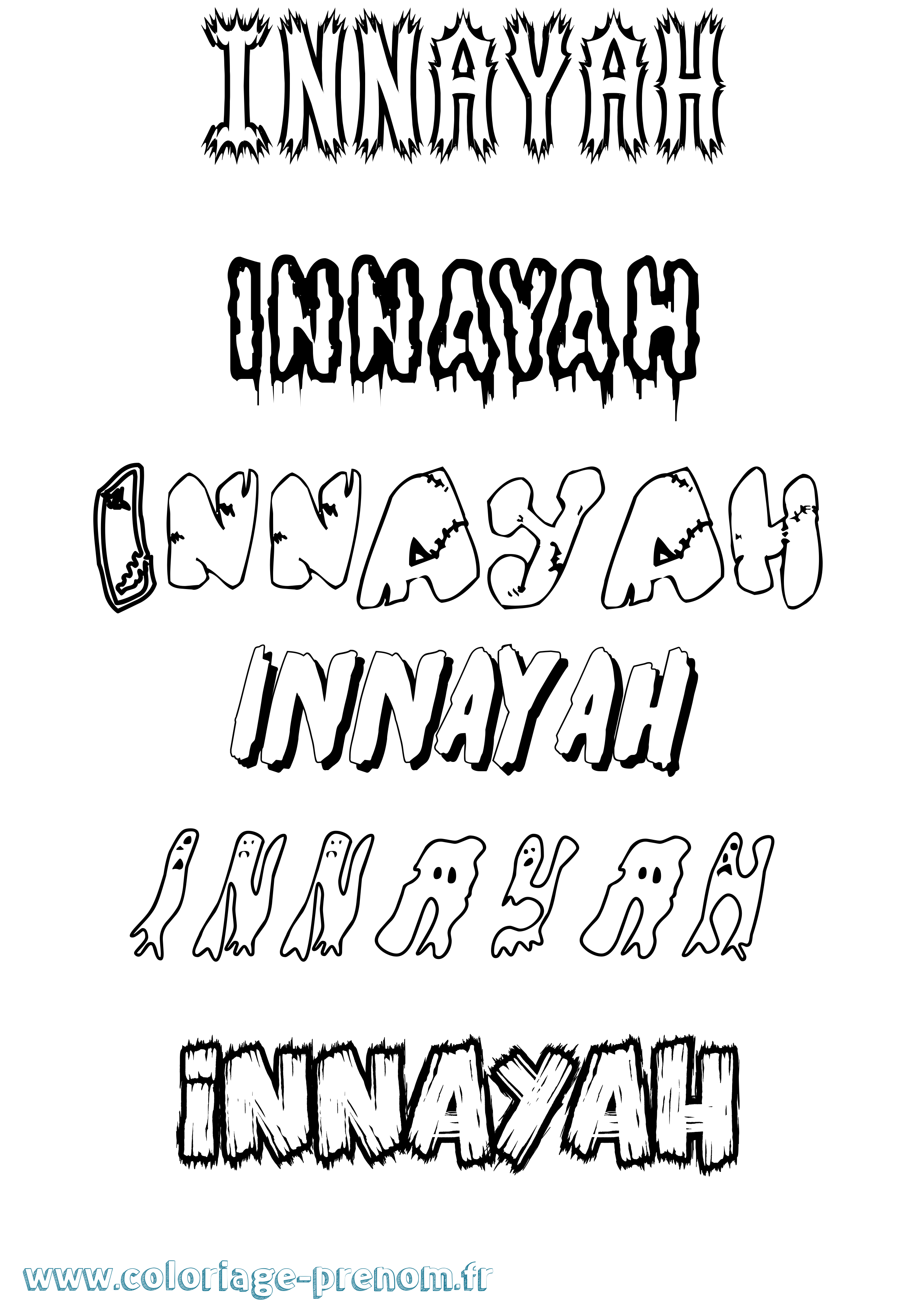 Coloriage Innayah Frisson Coloriage prénom Innayah Frisson
