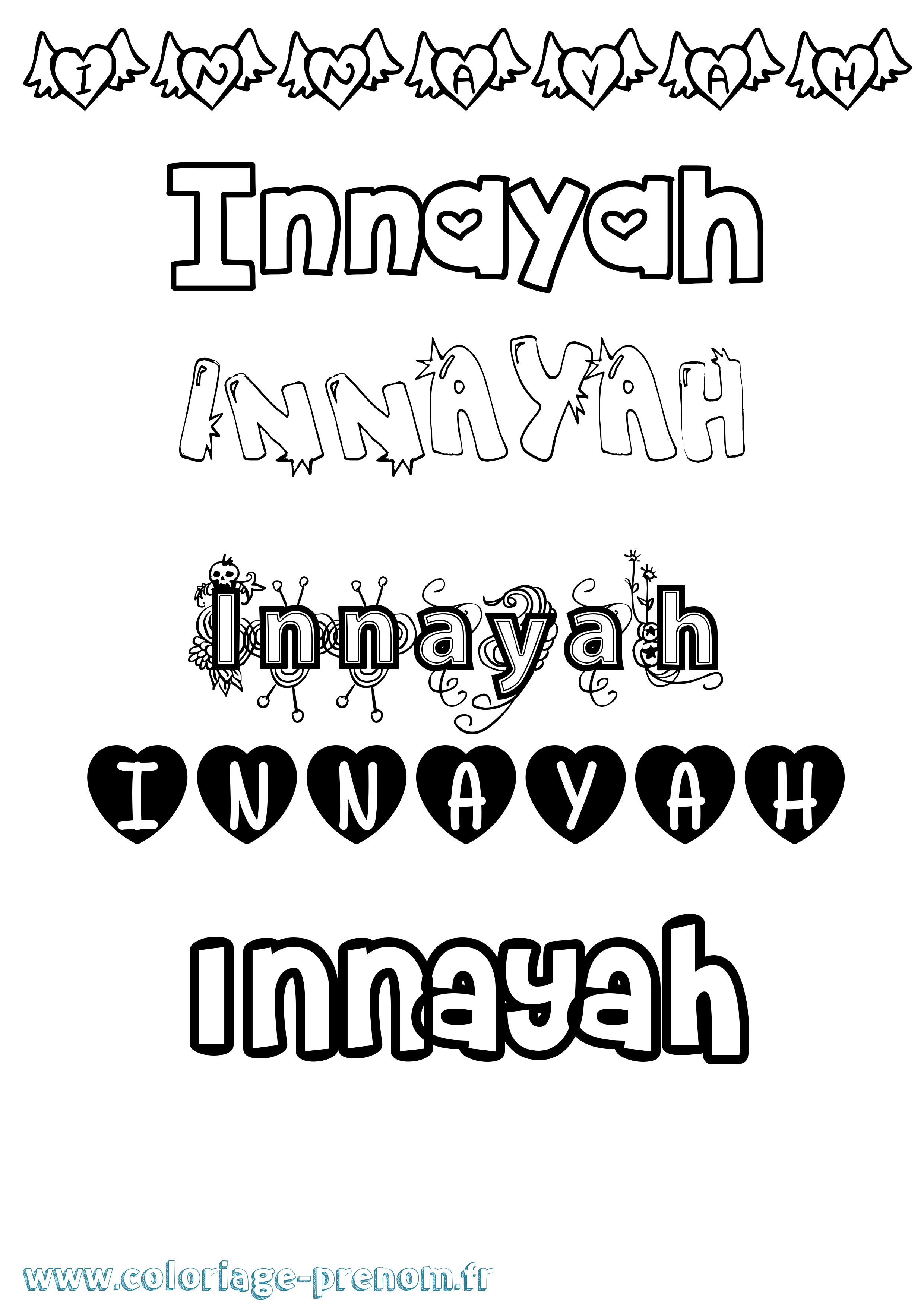 Coloriage Innayah Girly Coloriage prénom Innayah Girly