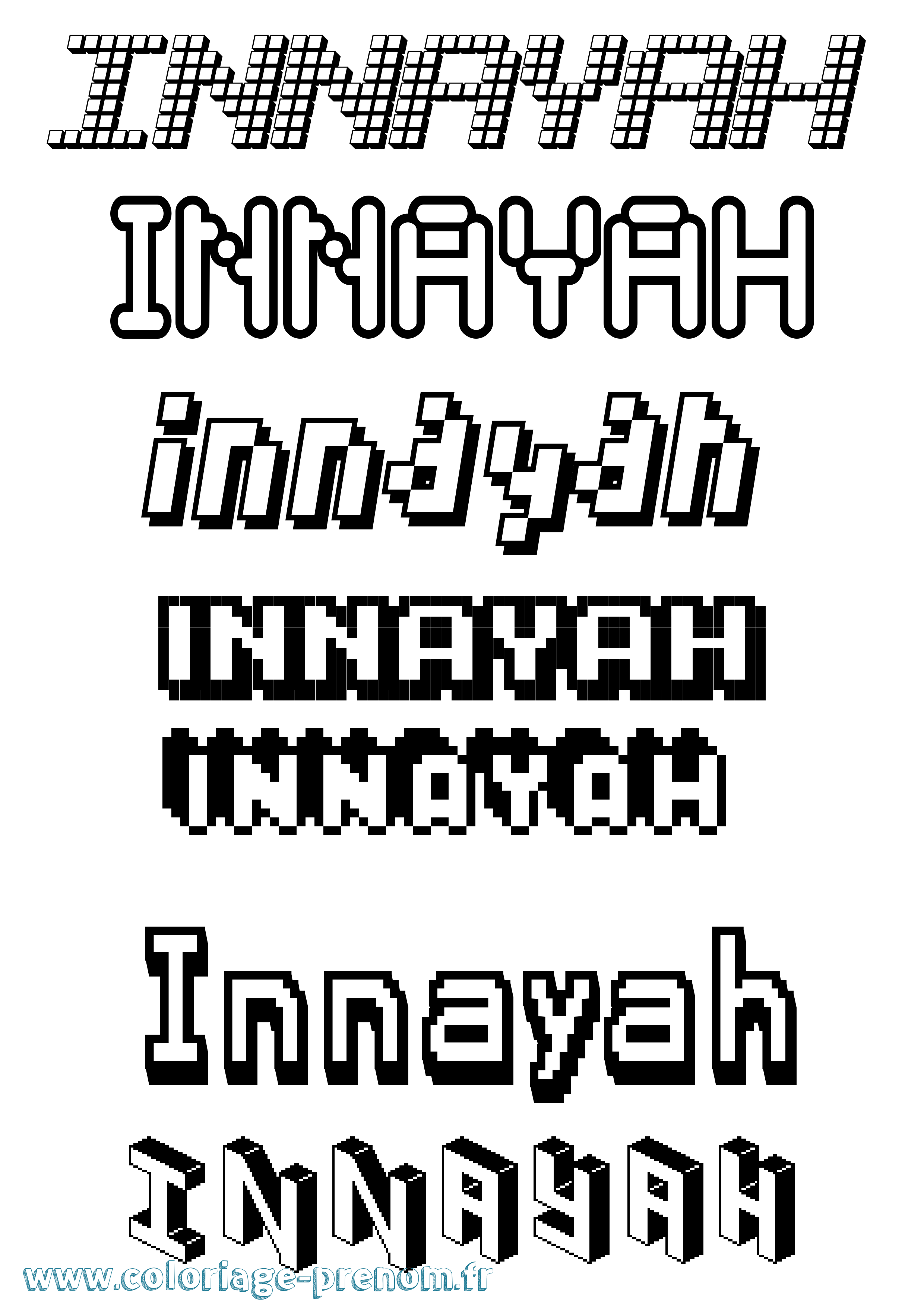 Coloriage Innayah Pixel Coloriage prénom Innayah Pixel