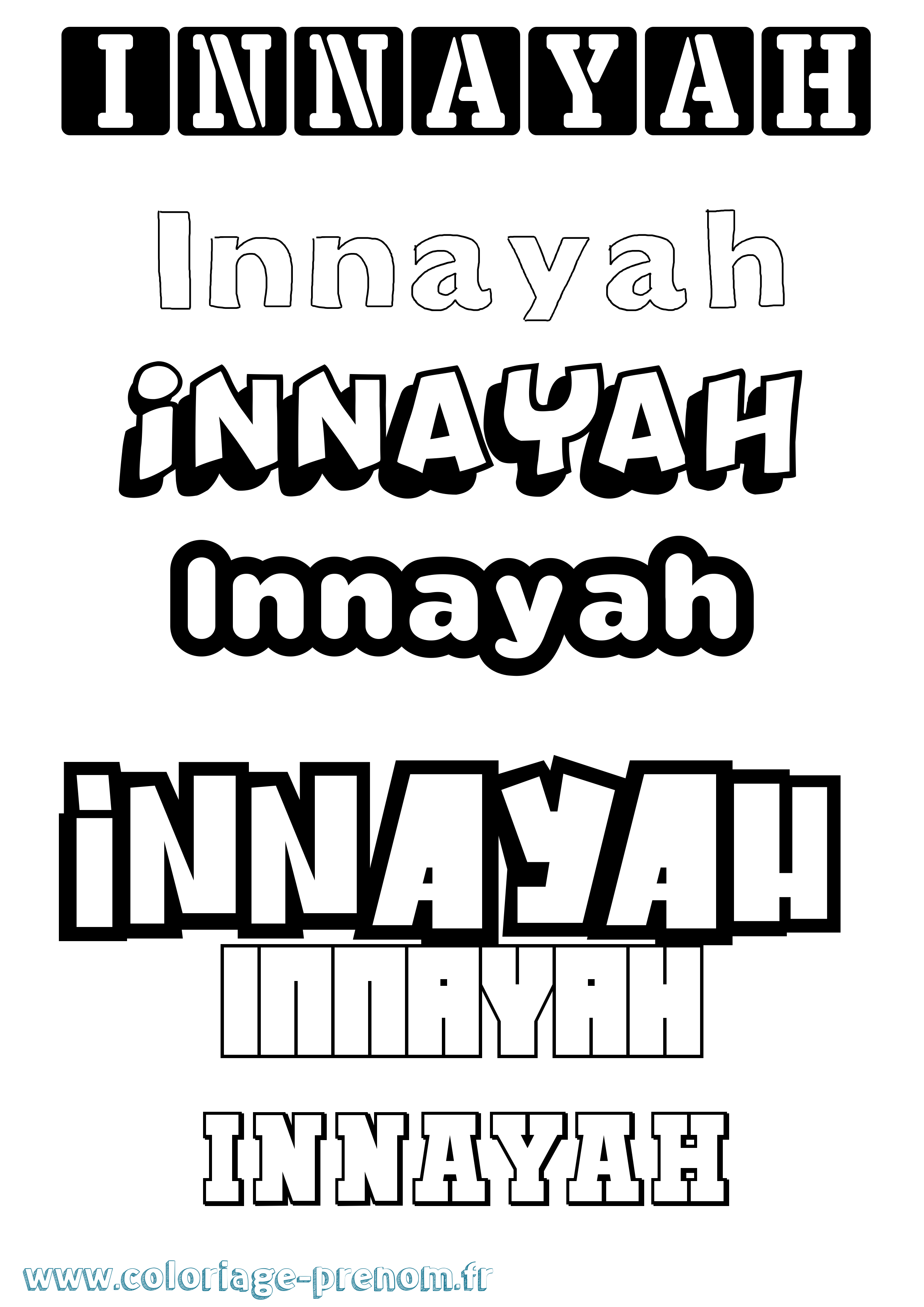 Coloriage Innayah Simple Coloriage prénom Innayah Simple