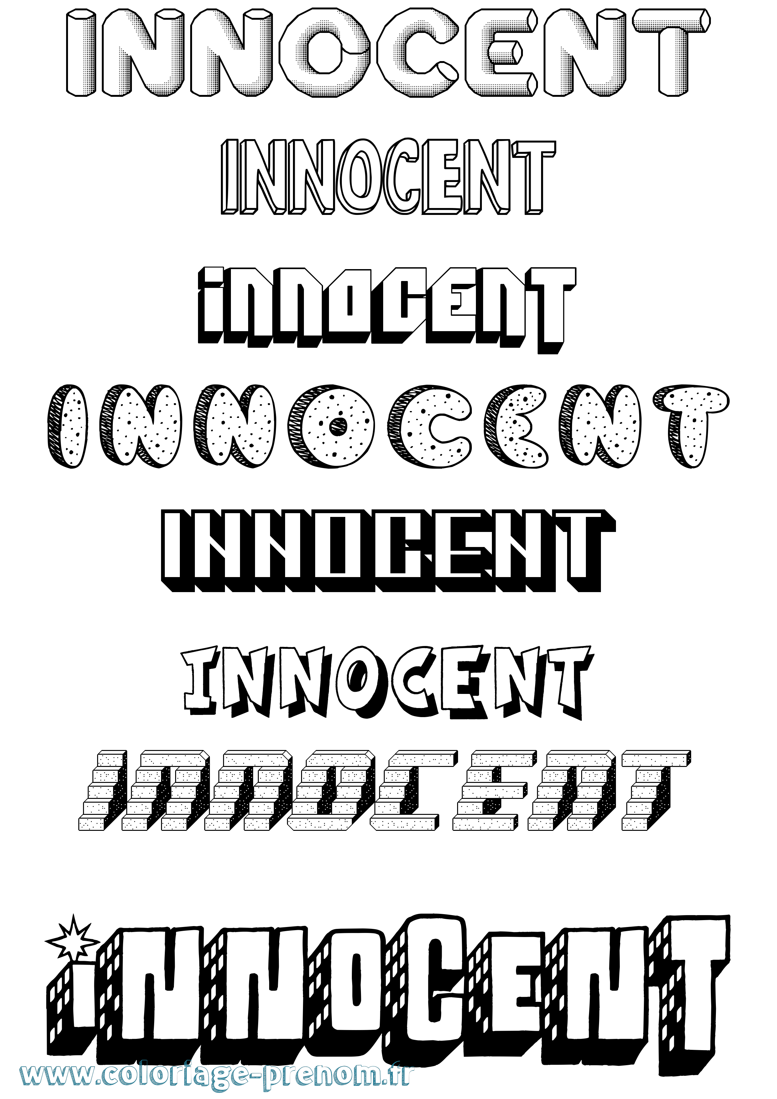 Coloriage Innocent Effet 3D Coloriage prénom Innocent Effet 3D