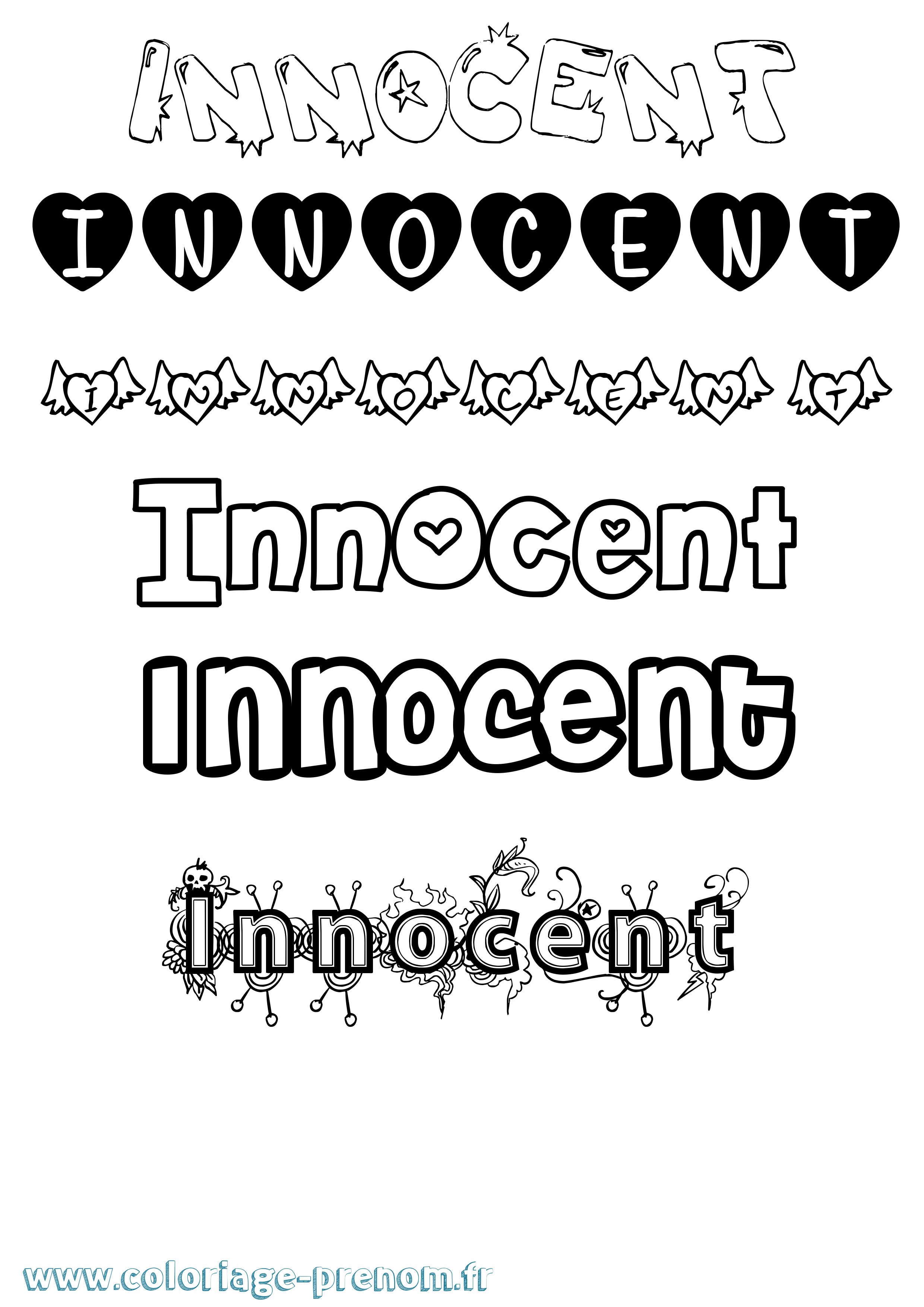 Coloriage Innocent Girly Coloriage prénom Innocent Girly