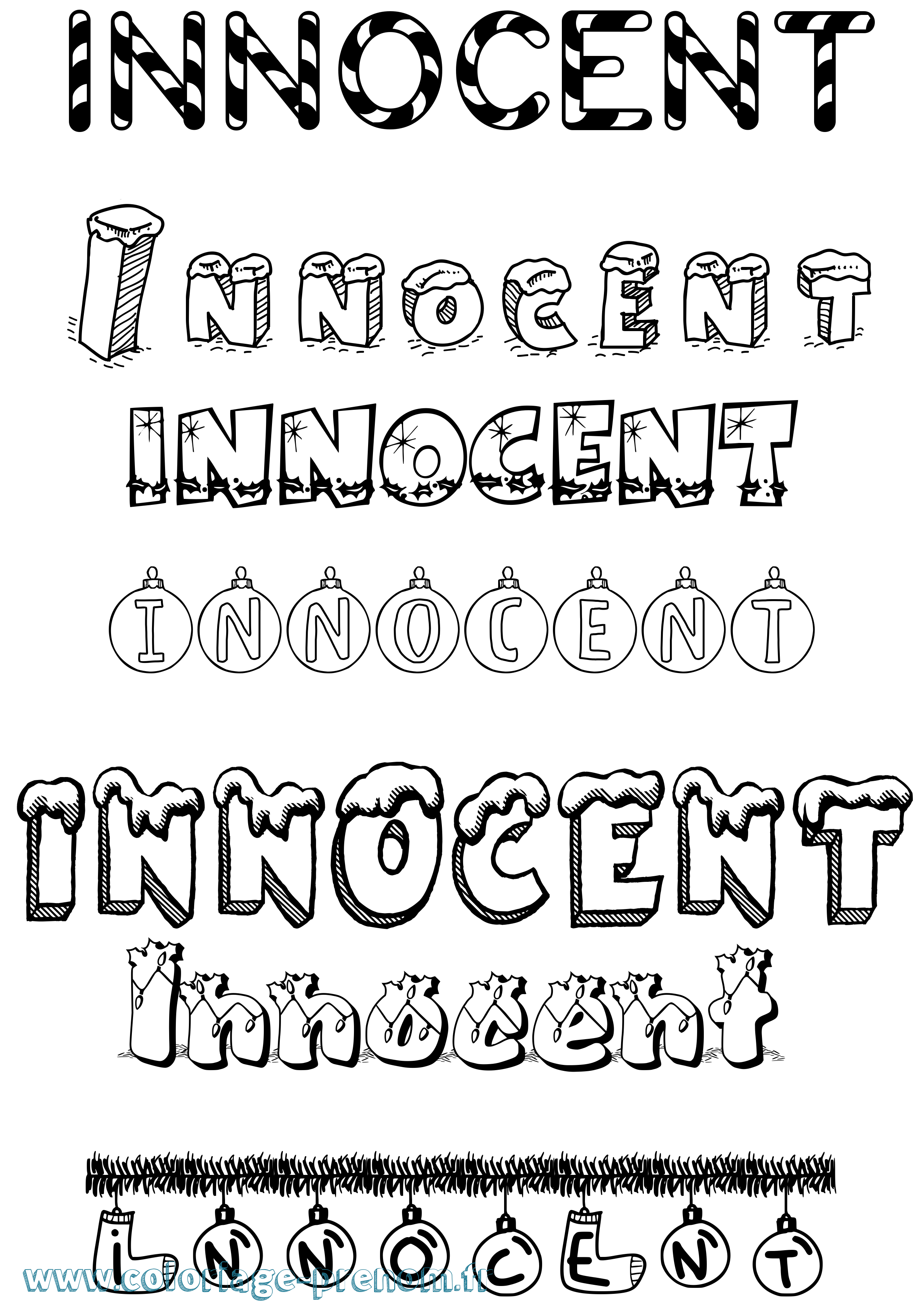 Coloriage Innocent Noël Coloriage prénom Innocent Noël