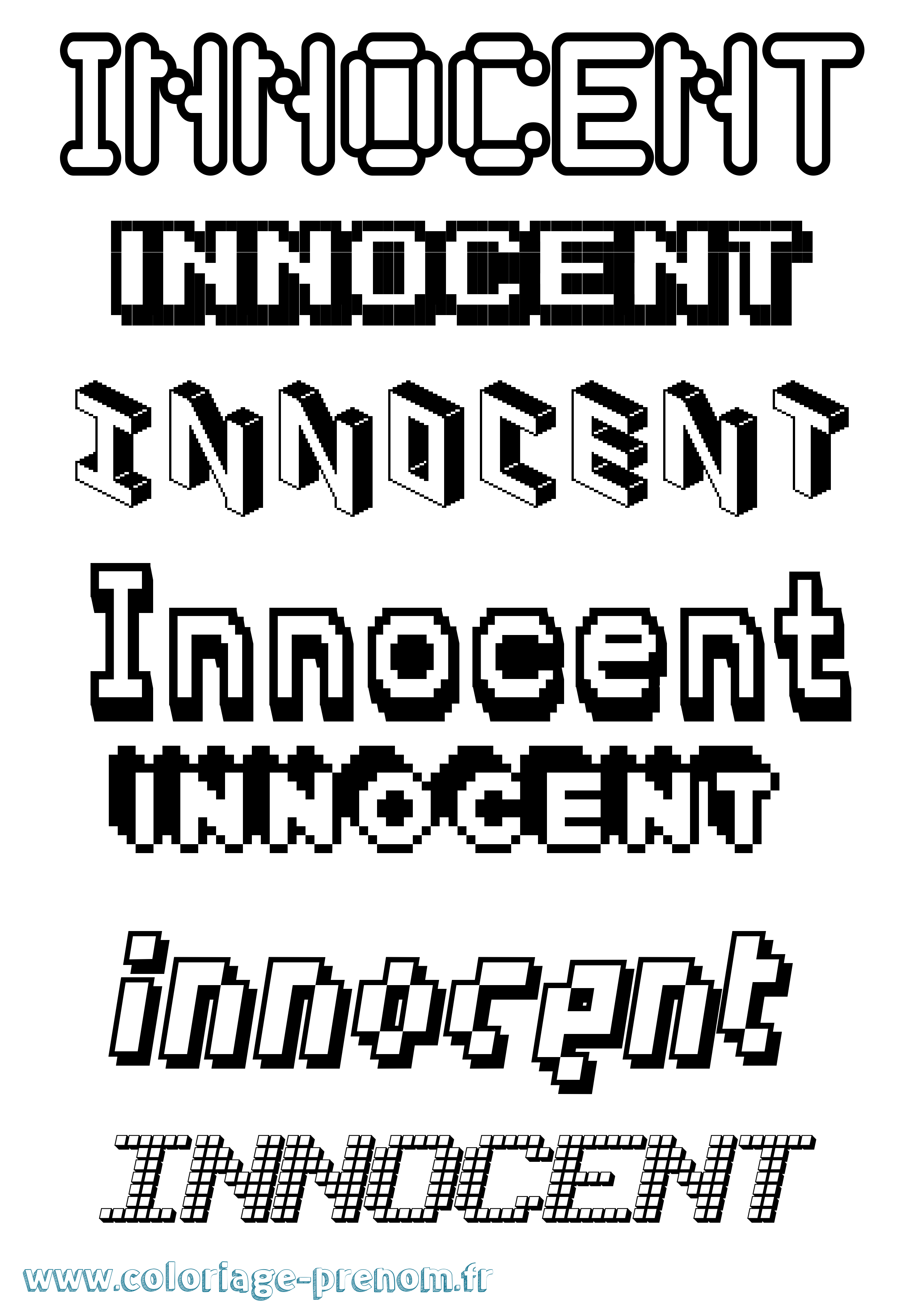 Coloriage Innocent Pixel Coloriage prénom Innocent Pixel