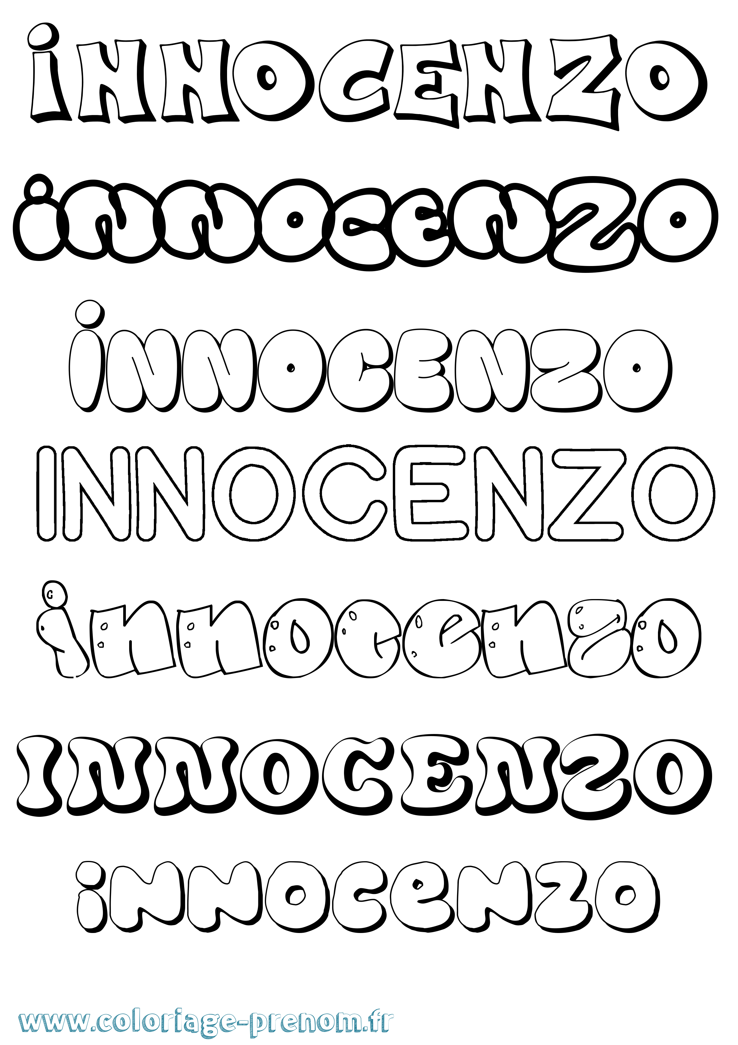 Coloriage Innocenzo Bubble Coloriage prénom Innocenzo Bubble