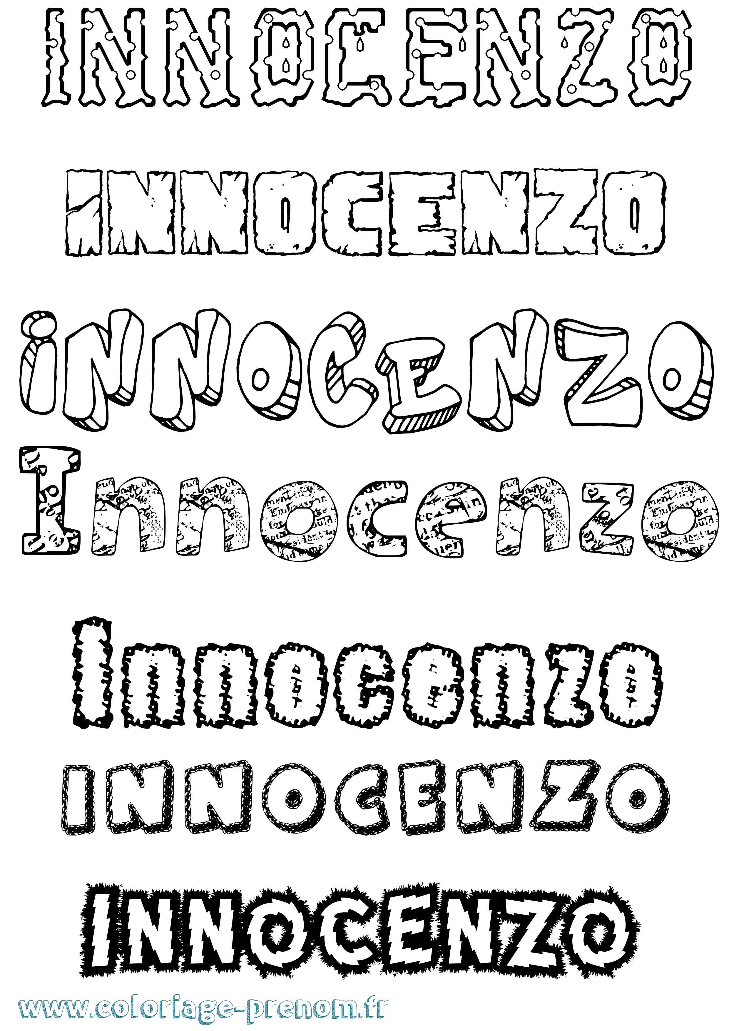 Coloriage Innocenzo Destructuré Coloriage prénom Innocenzo Destructuré