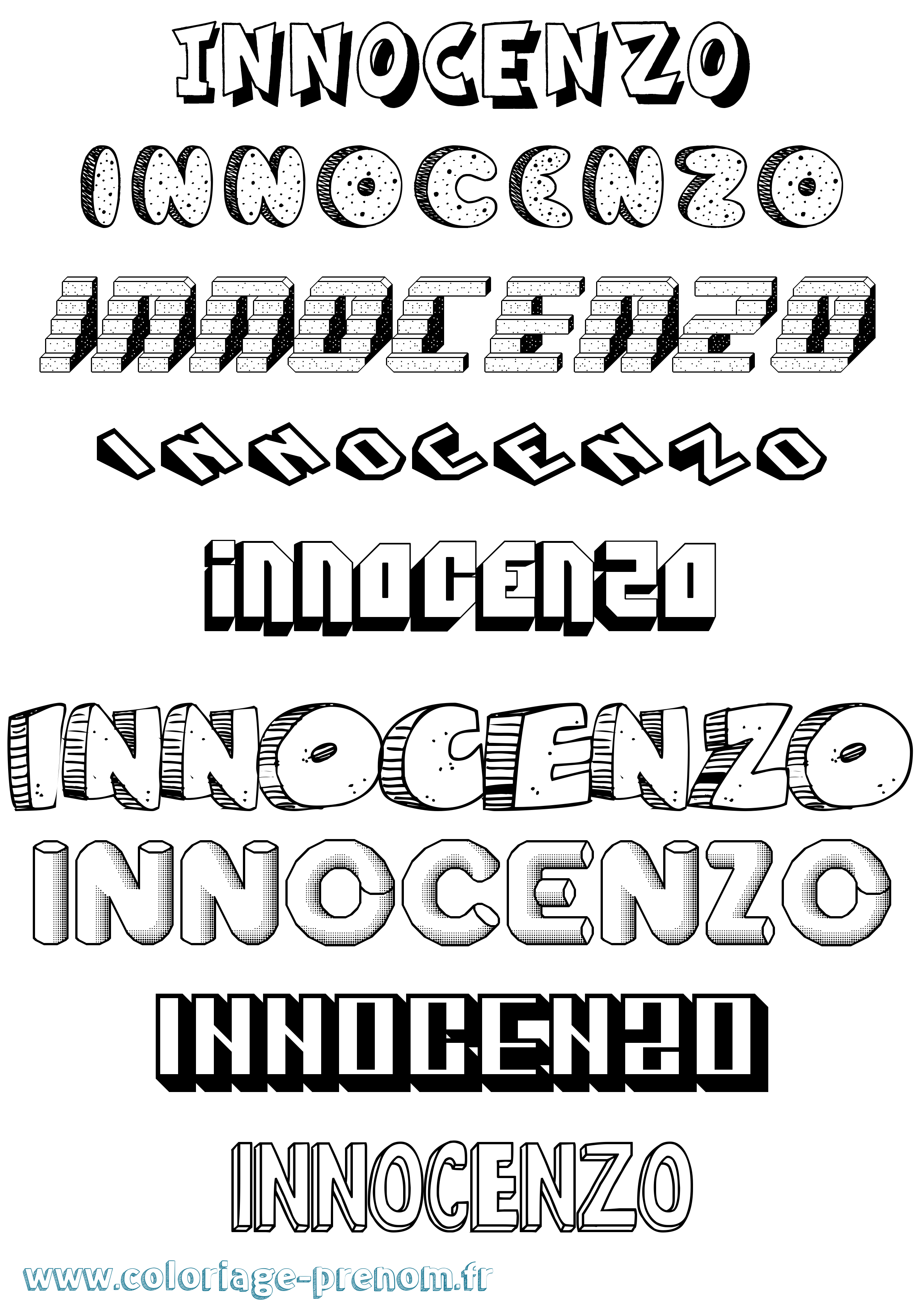 Coloriage Innocenzo Effet 3D Coloriage prénom Innocenzo Effet 3D