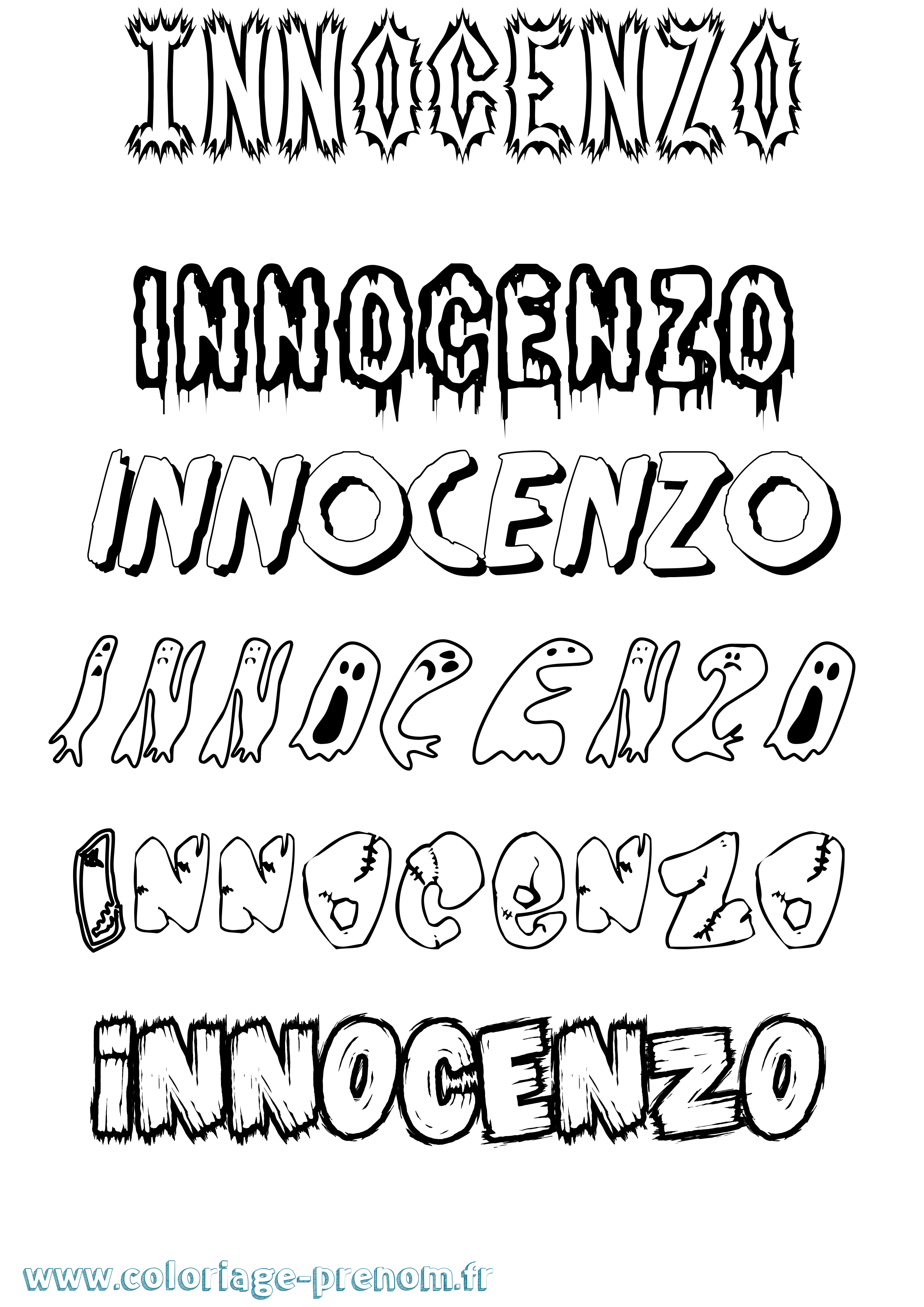 Coloriage Innocenzo Frisson Coloriage prénom Innocenzo Frisson