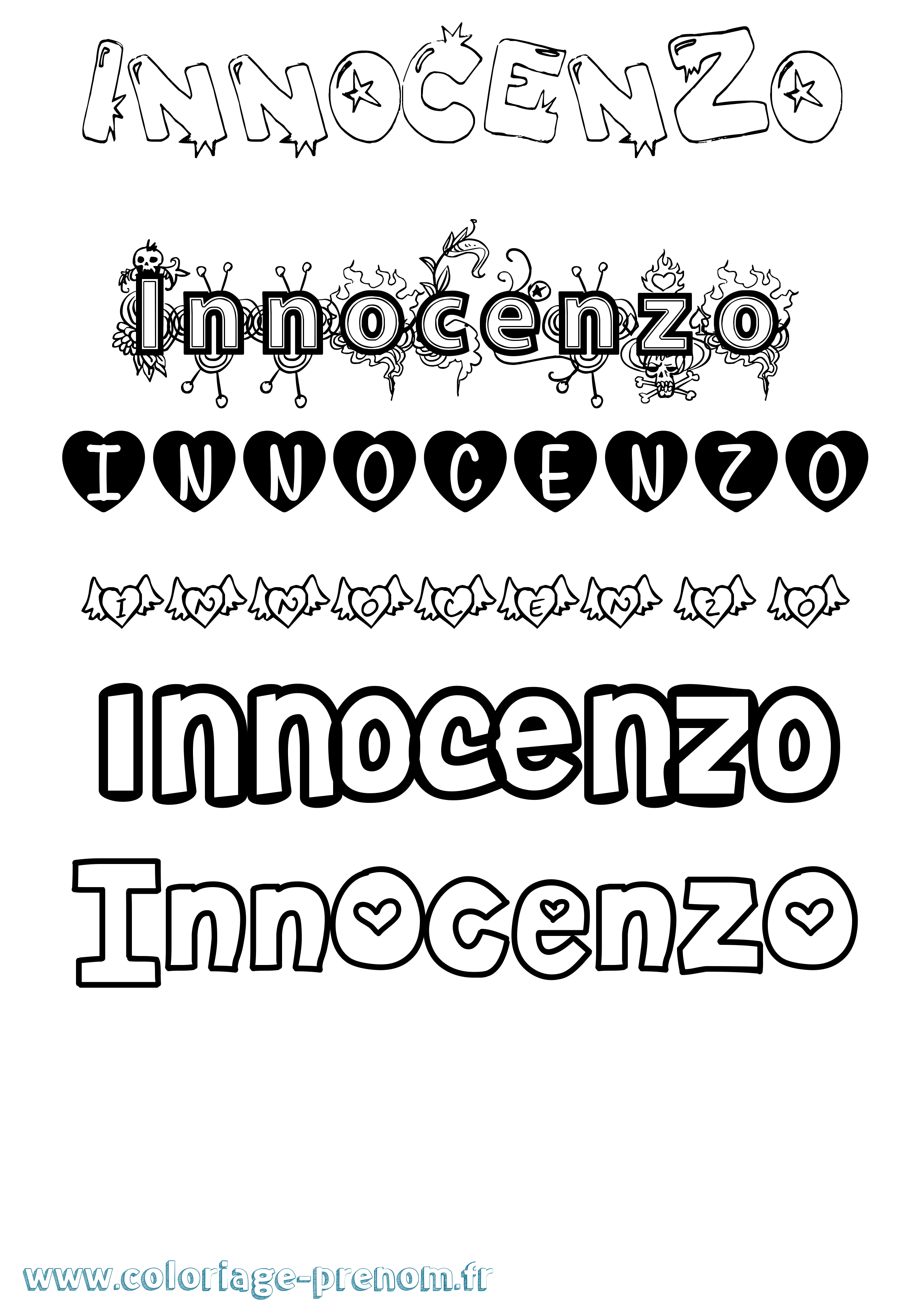 Coloriage Innocenzo Girly Coloriage prénom Innocenzo Girly