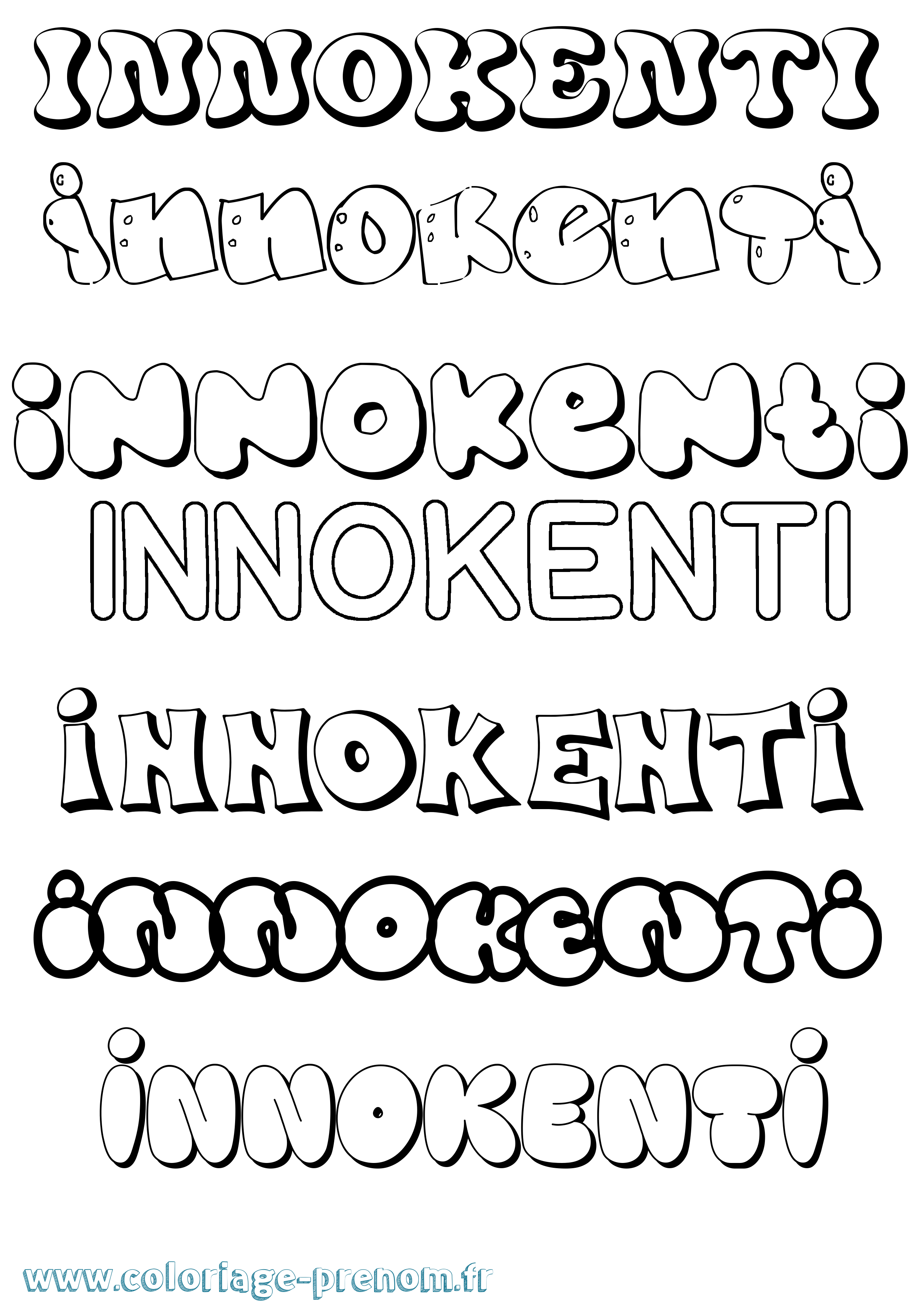 Coloriage Innokenti Bubble Coloriage prénom Innokenti Bubble