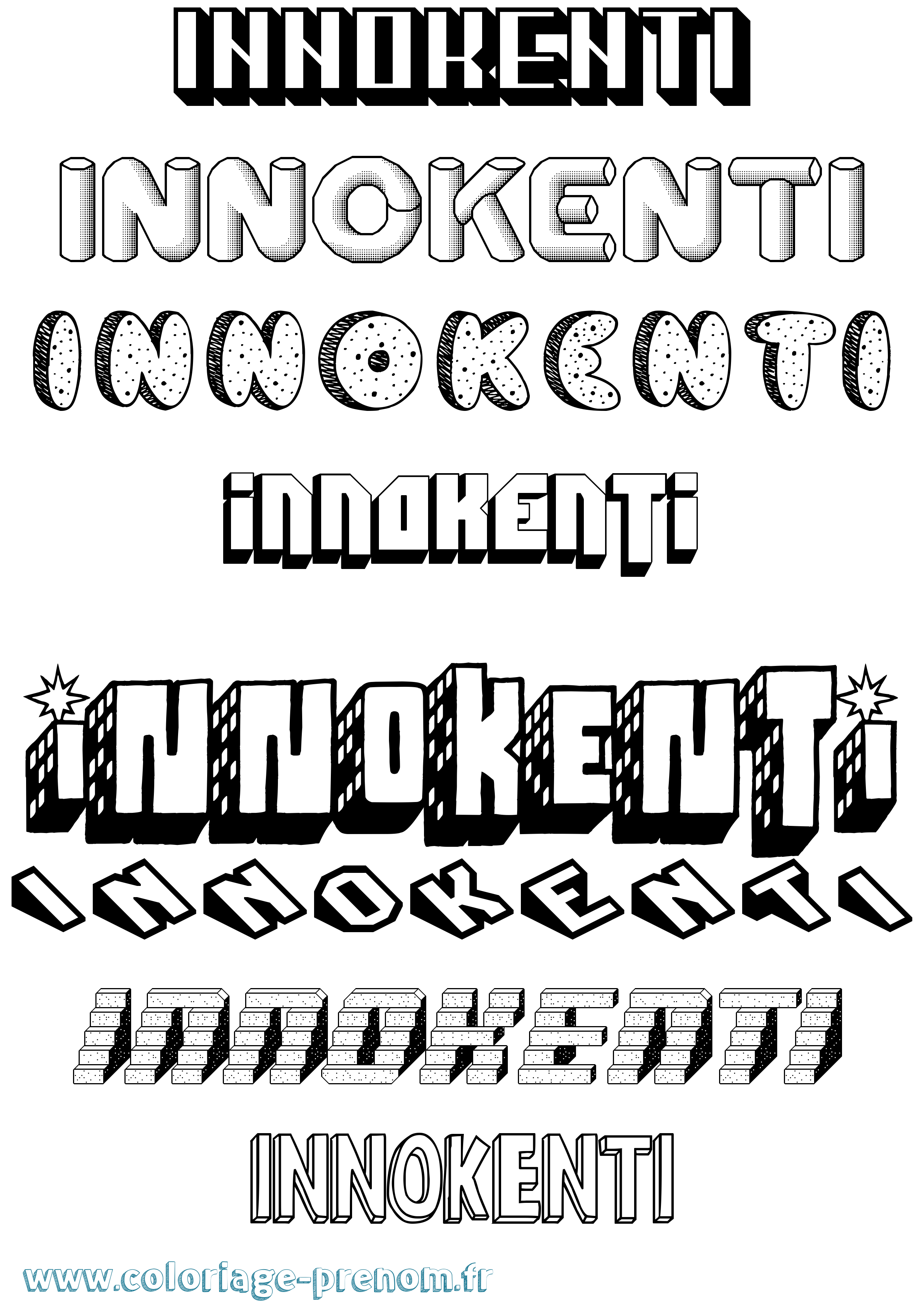Coloriage Innokenti Effet 3D Coloriage prénom Innokenti Effet 3D