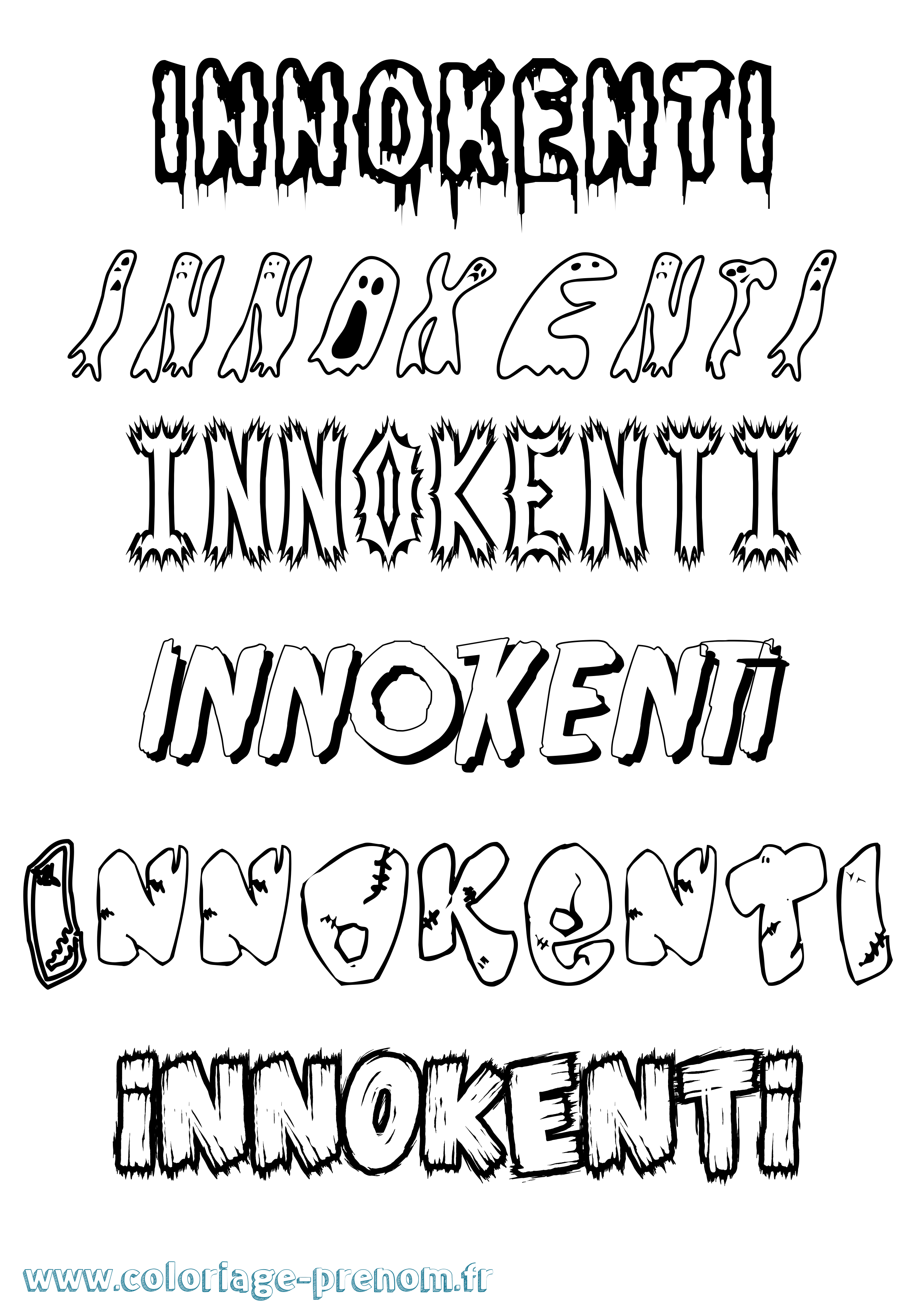 Coloriage Innokenti Frisson Coloriage prénom Innokenti Frisson