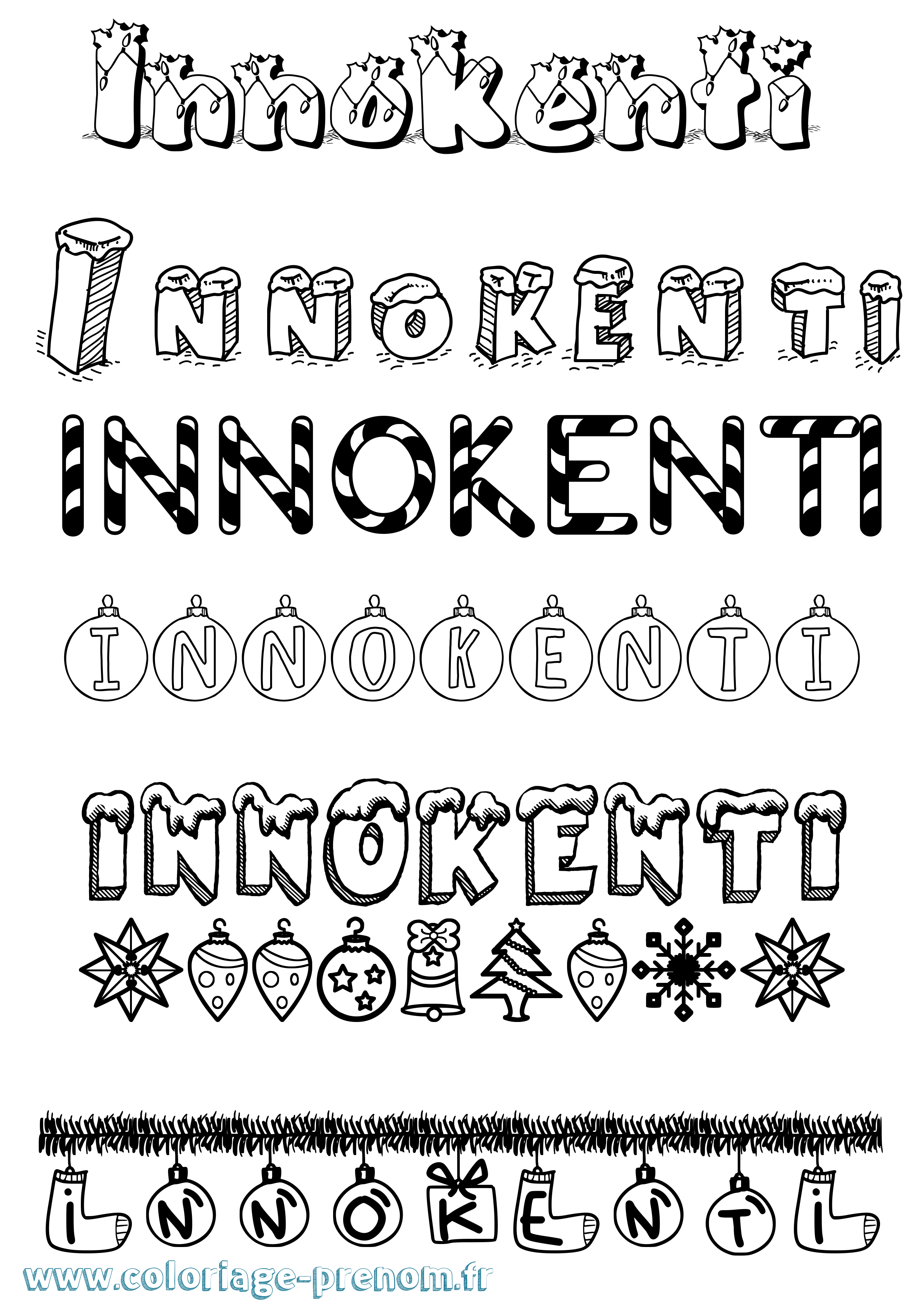 Coloriage Innokenti Noël Coloriage prénom Innokenti Noël