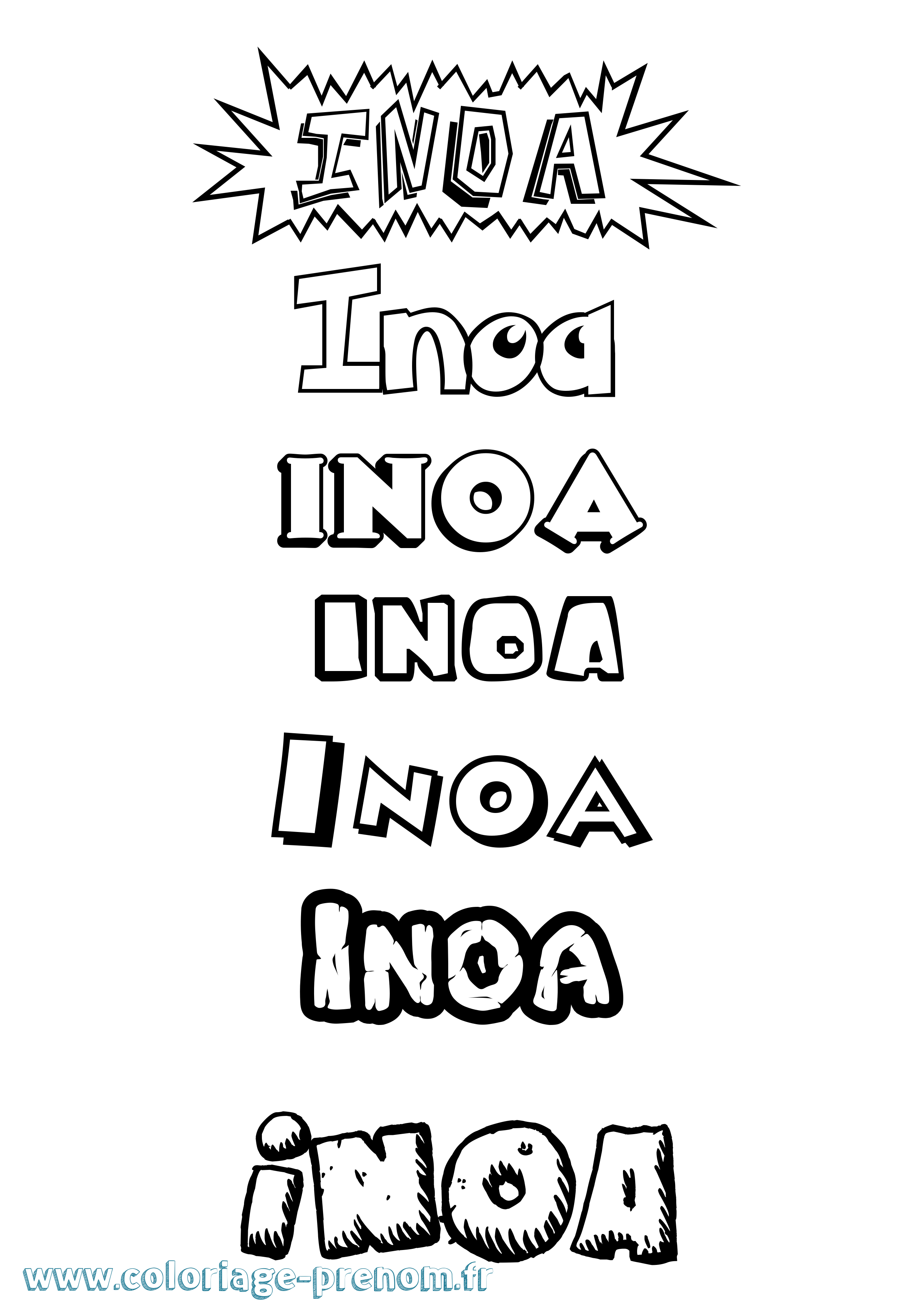 Coloriage Inoa Dessin Animé Coloriage prénom Inoa Dessin Animé