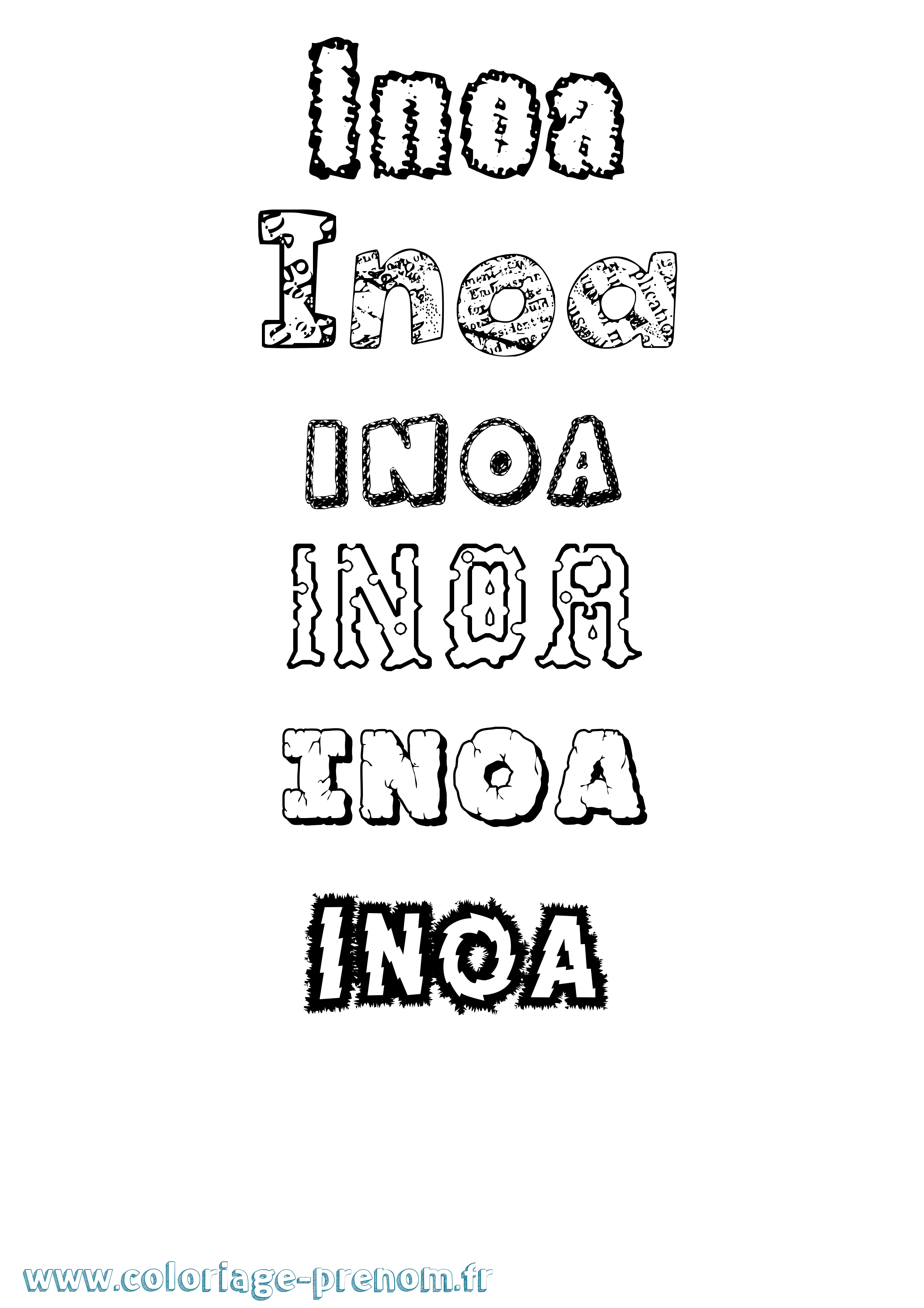Coloriage Inoa Destructuré Coloriage prénom Inoa Destructuré