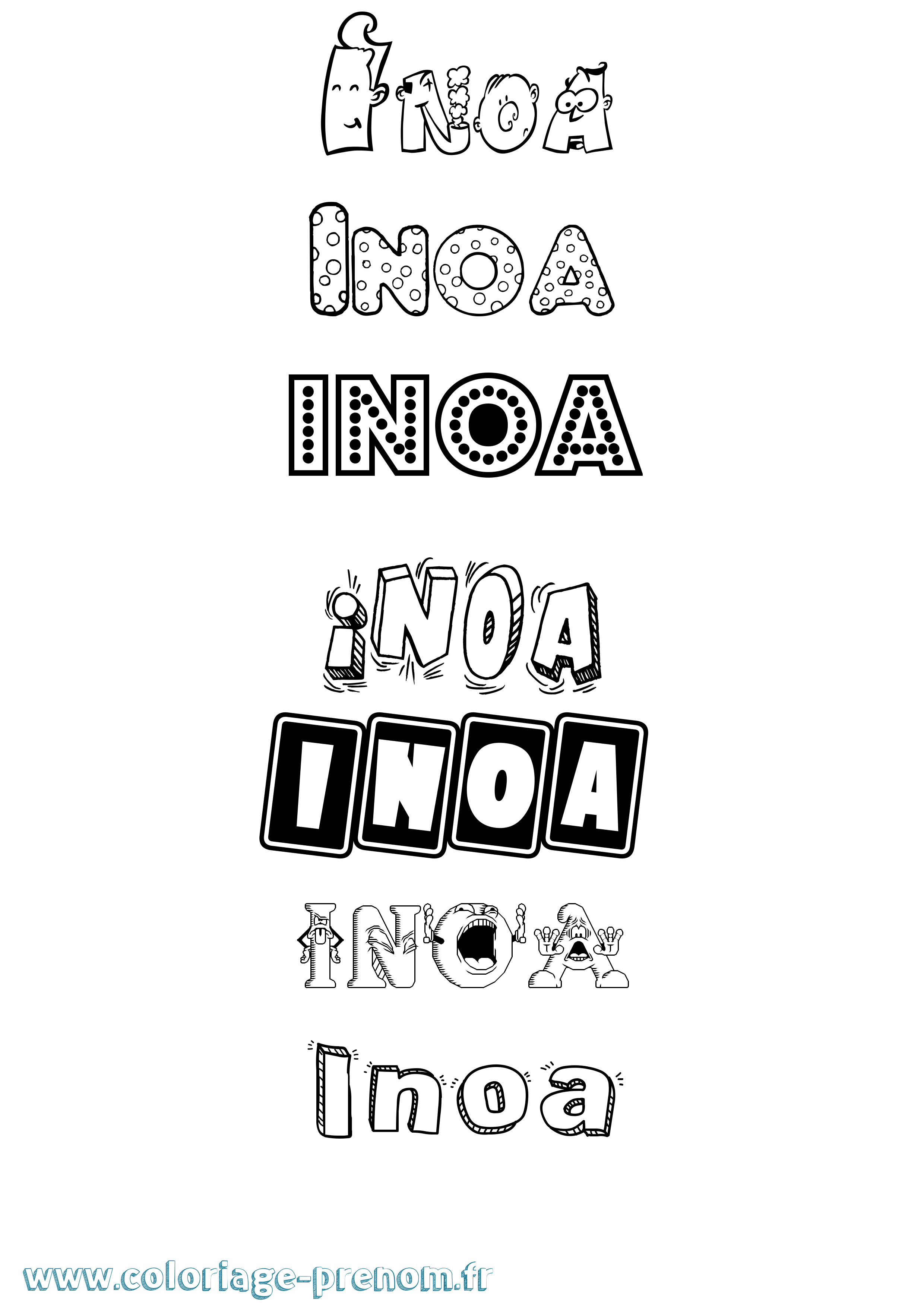 Coloriage Inoa Fun Coloriage prénom Inoa Fun
