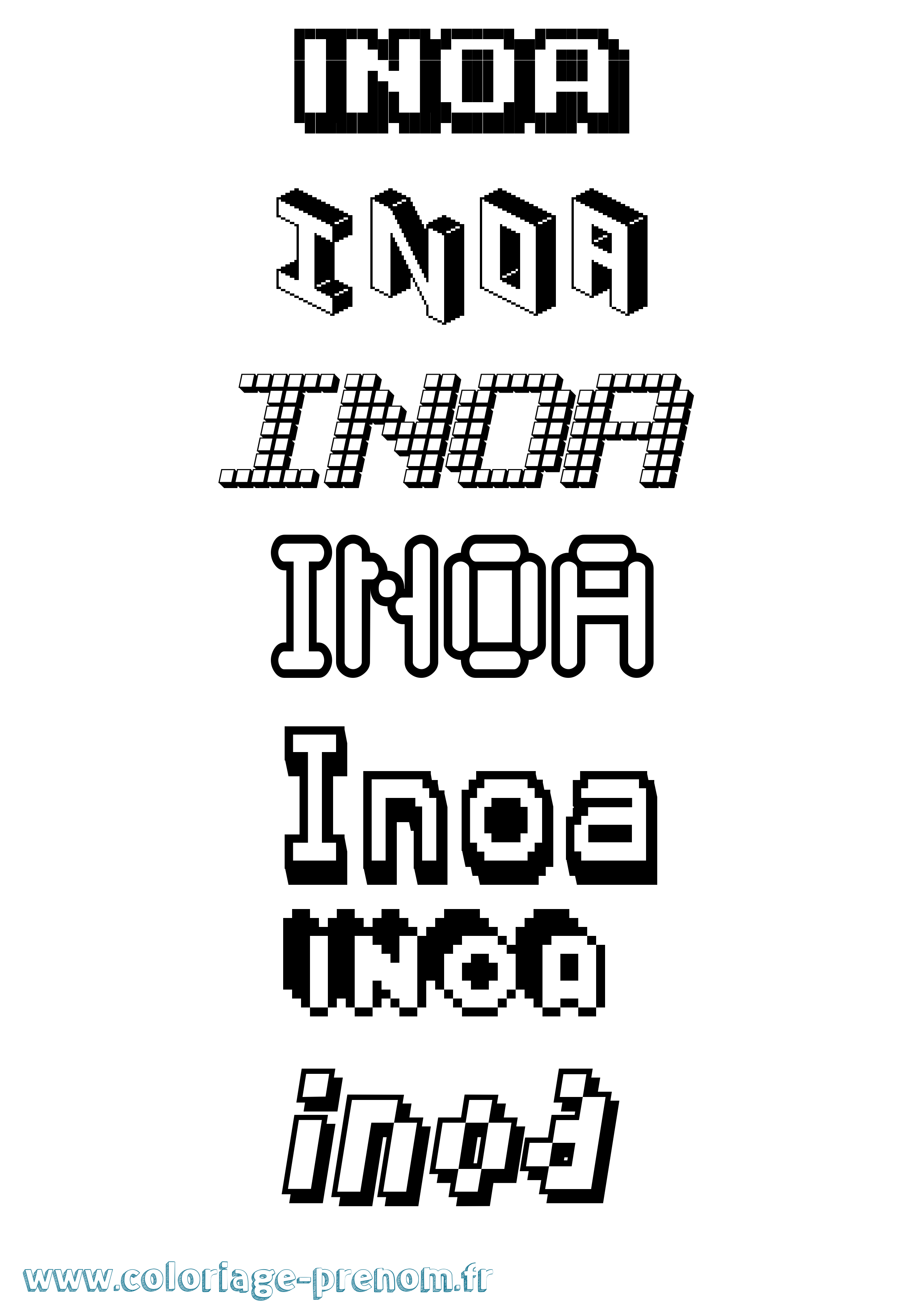 Coloriage Inoa Pixel Coloriage prénom Inoa Pixel