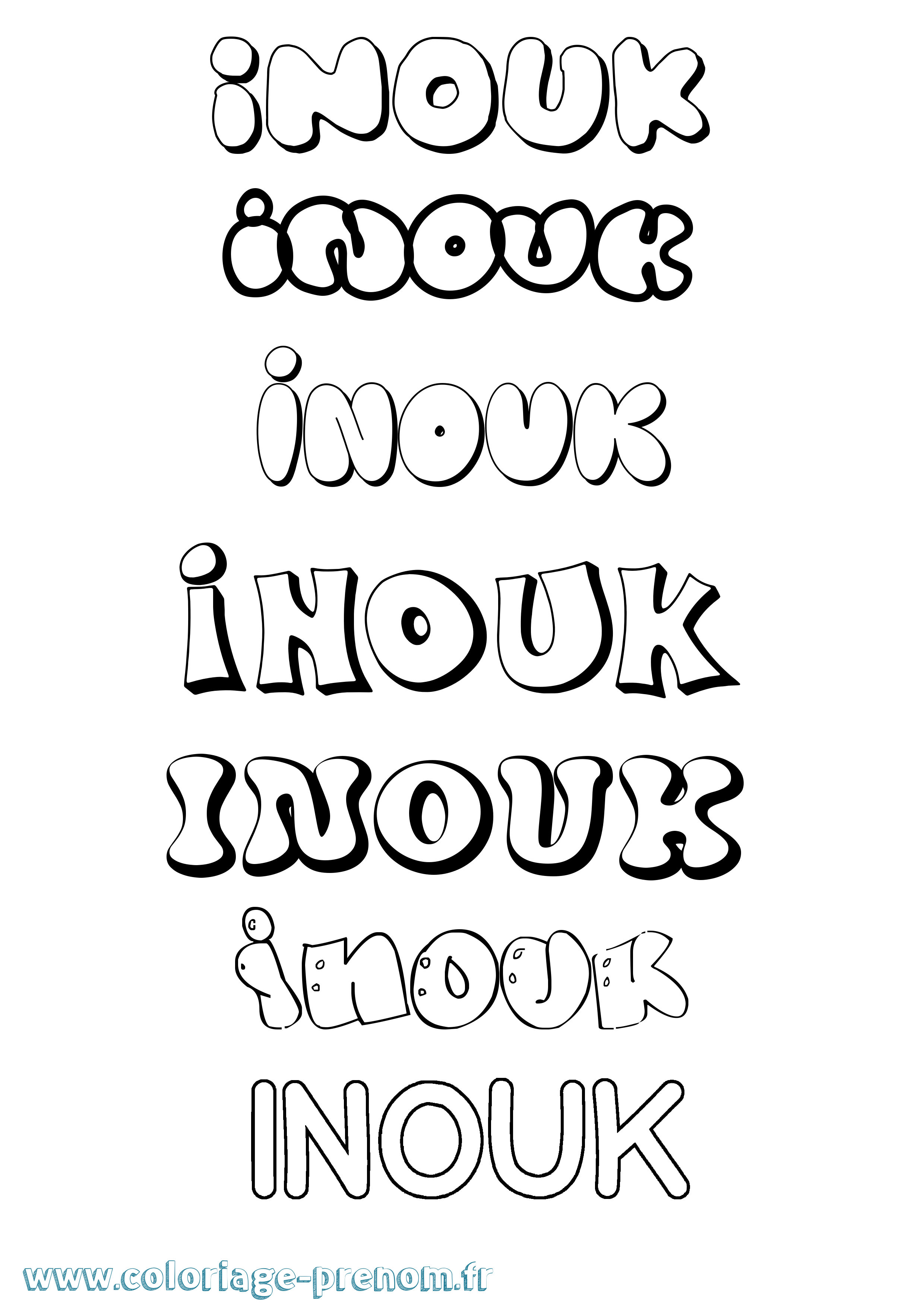 Coloriage Inouk Bubble Coloriage prénom Inouk Bubble