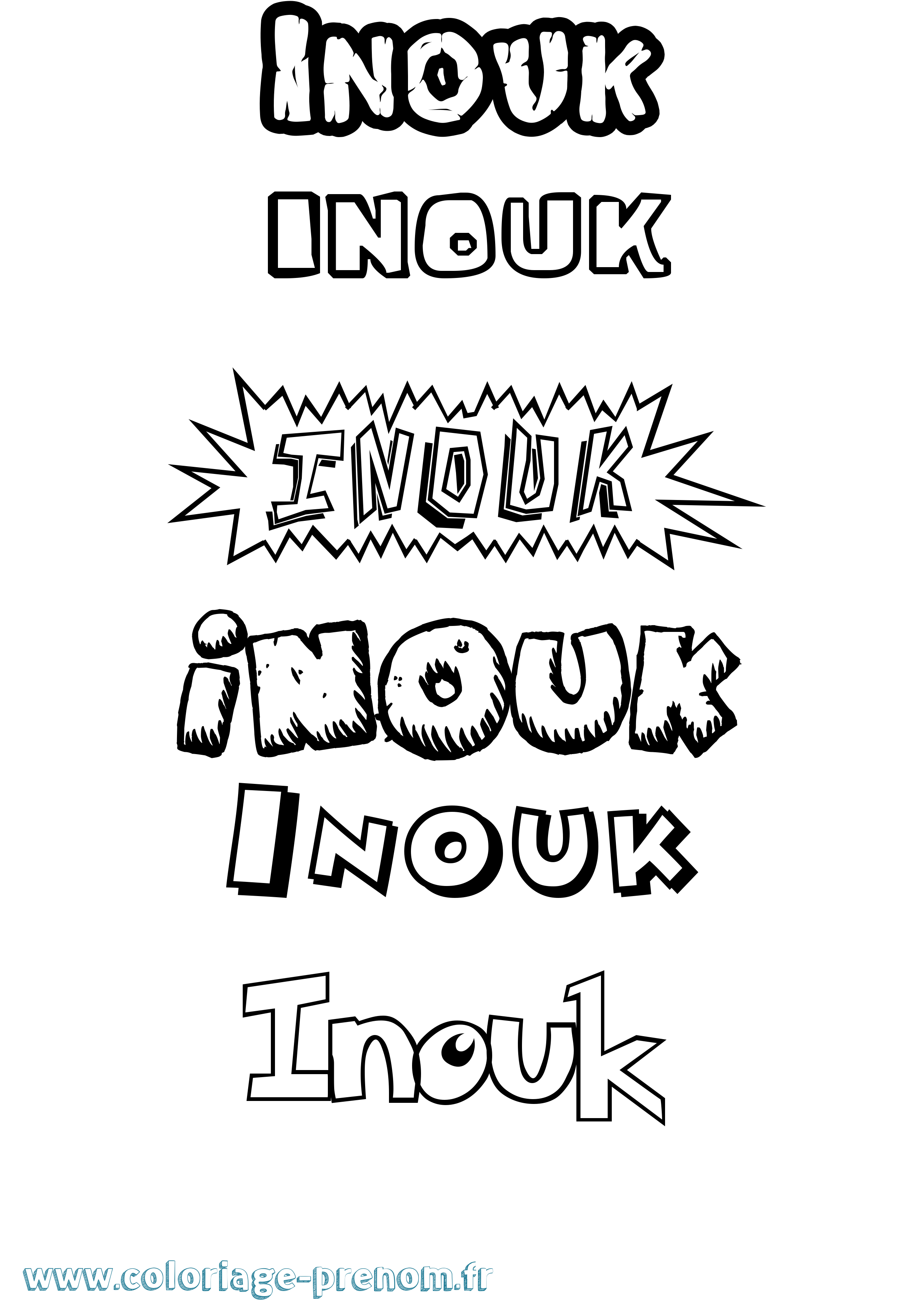 Coloriage Inouk Dessin Animé Coloriage prénom Inouk Dessin Animé