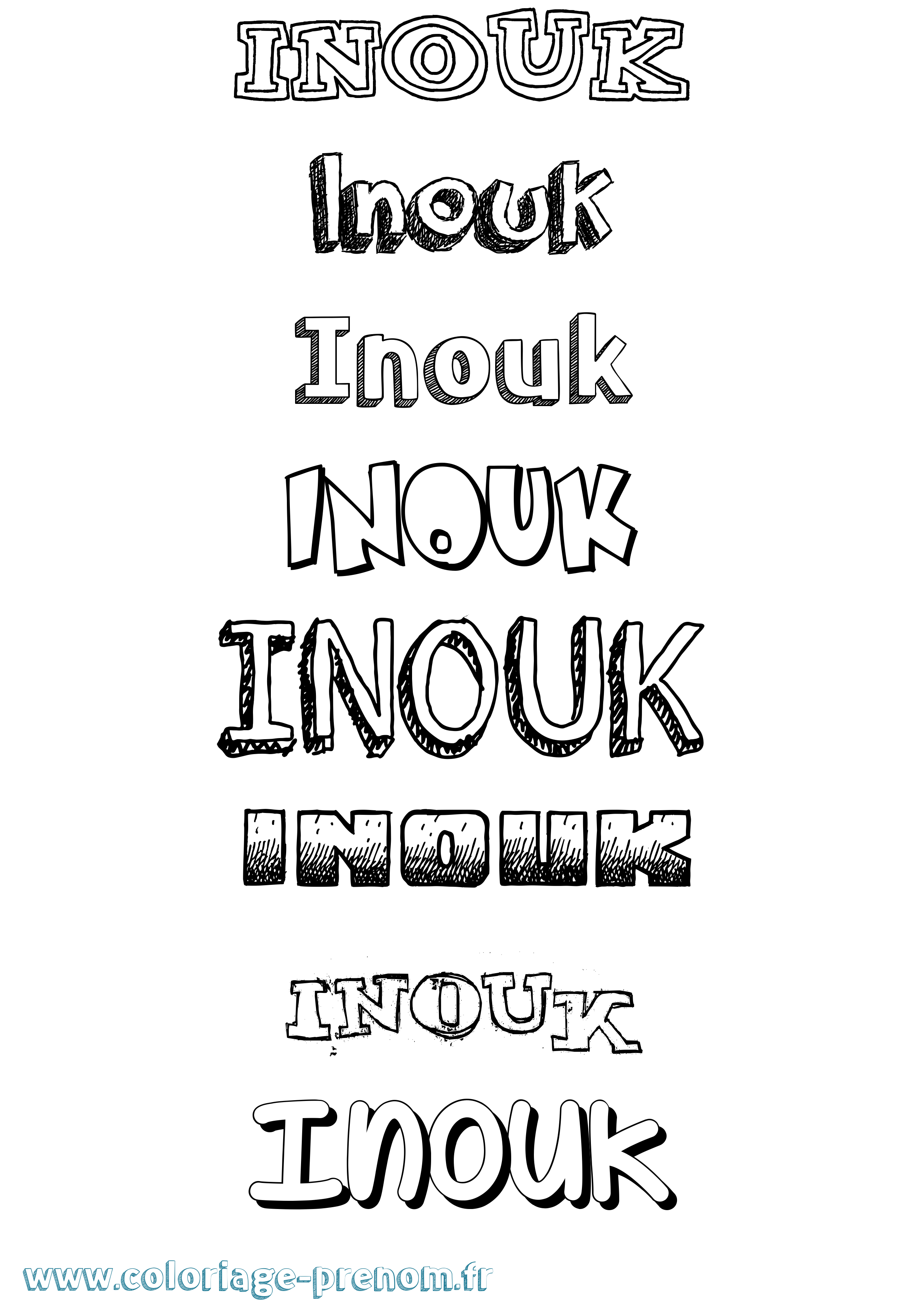 Coloriage Inouk Dessiné Coloriage prénom Inouk Dessiné