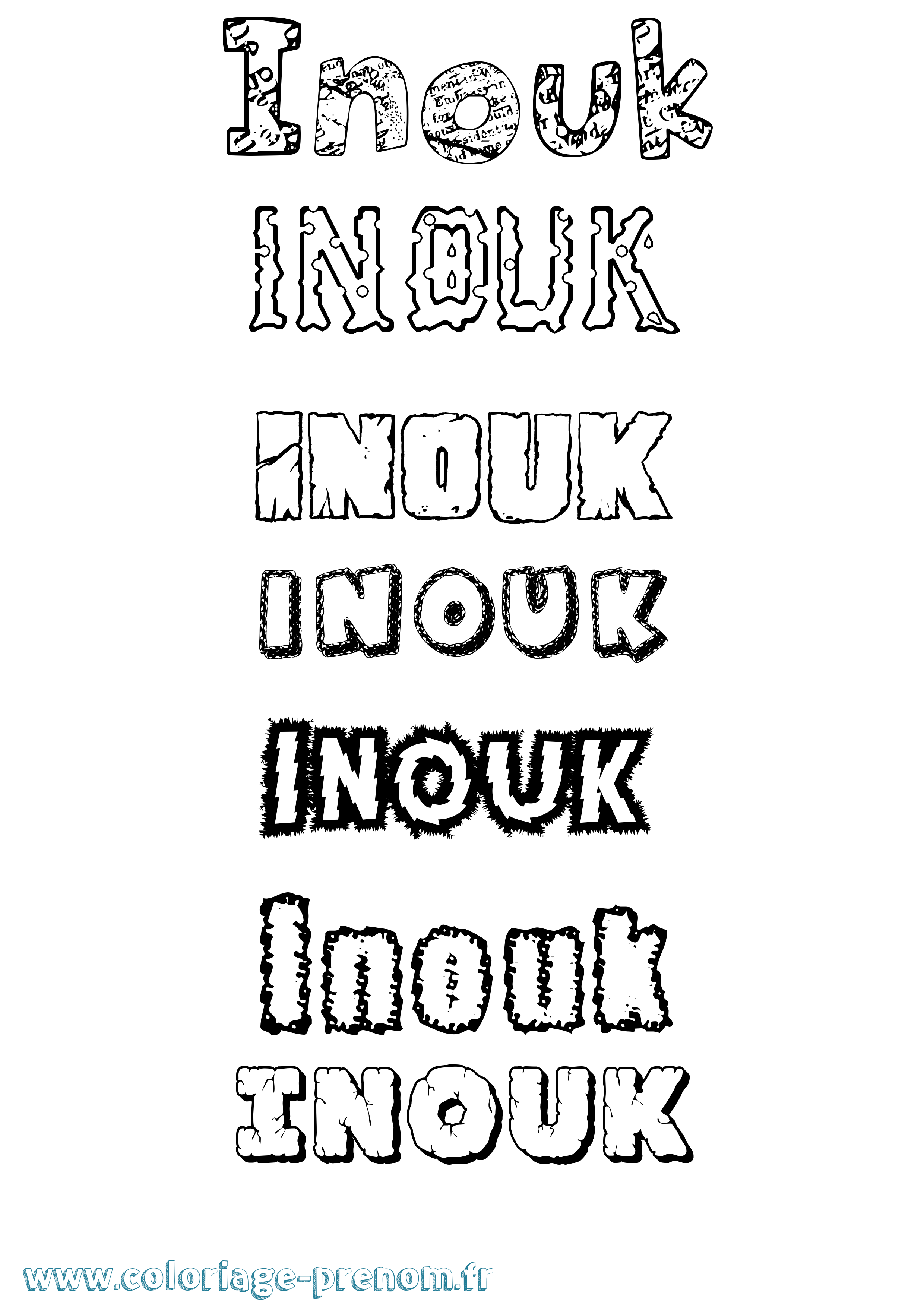 Coloriage Inouk Destructuré Coloriage prénom Inouk Destructuré