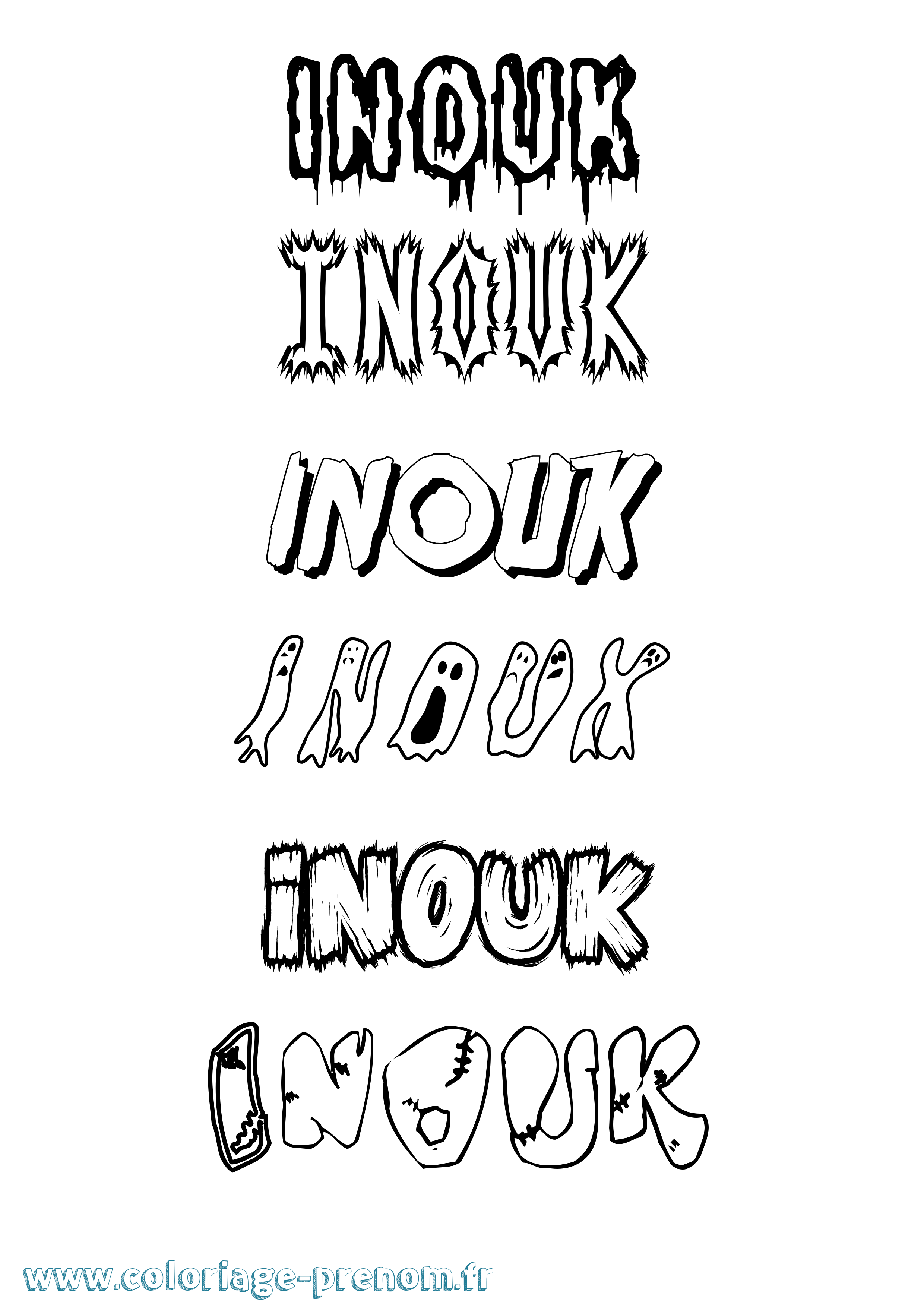 Coloriage Inouk Frisson Coloriage prénom Inouk Frisson