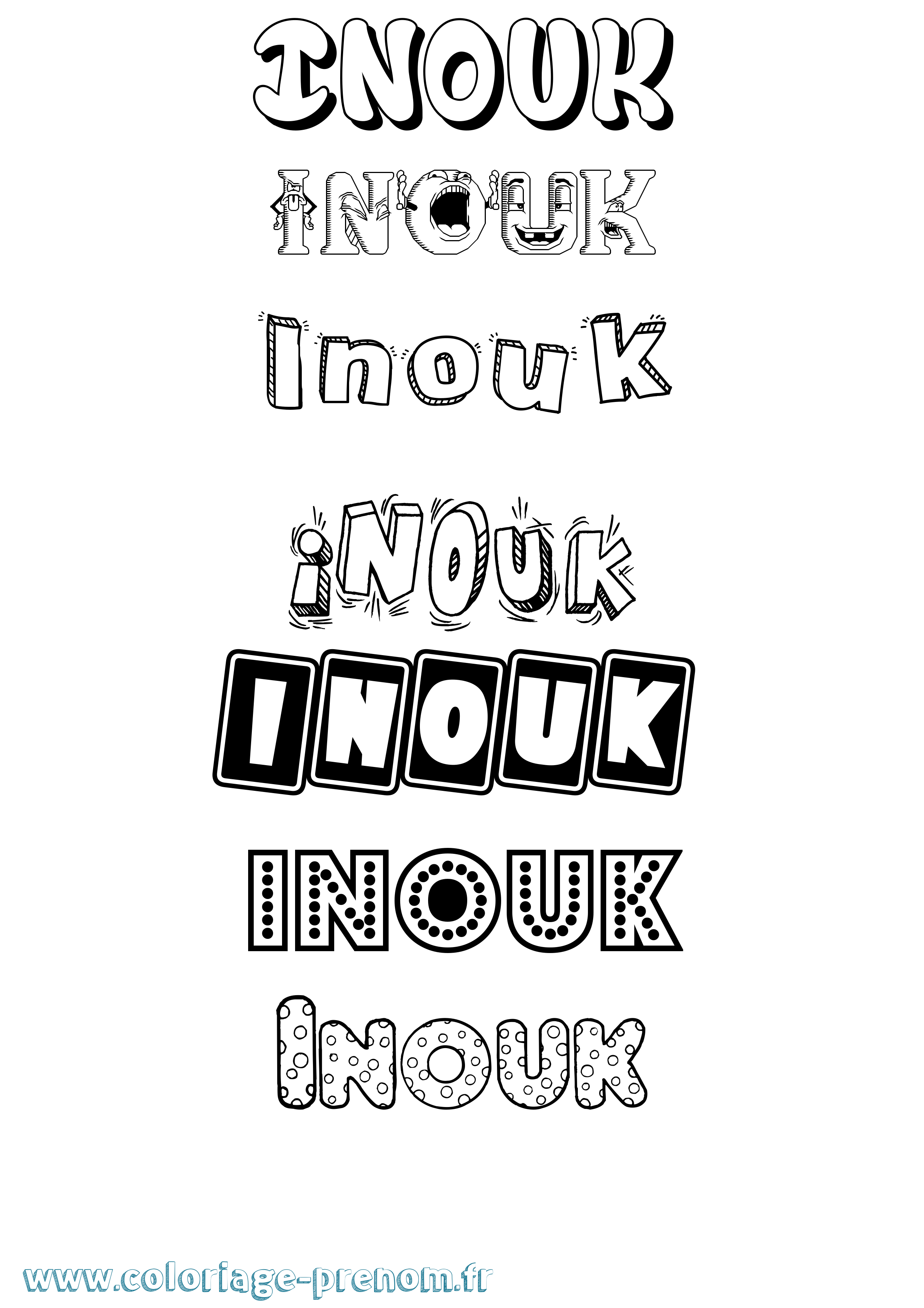 Coloriage Inouk Fun Coloriage prénom Inouk Fun