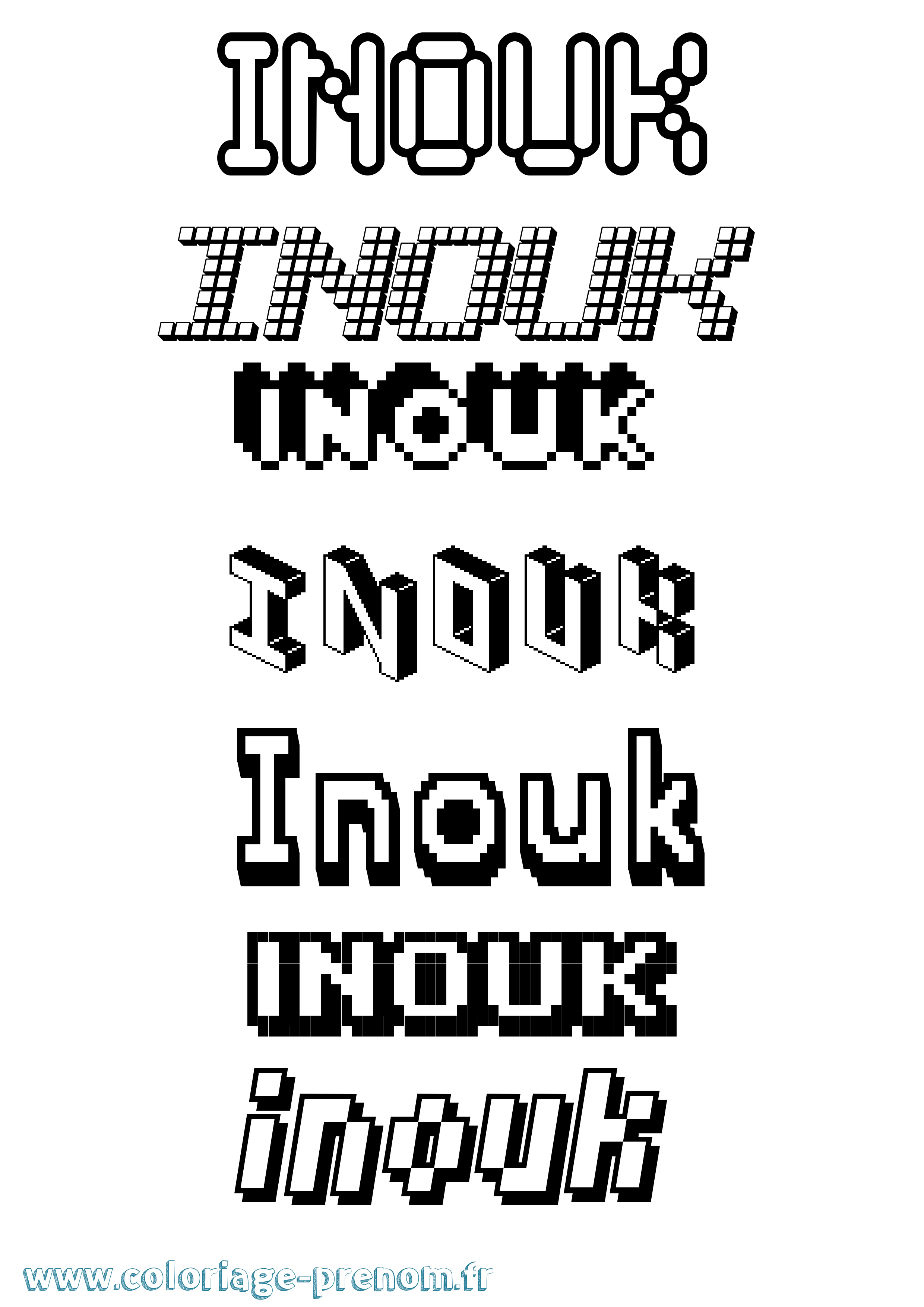 Coloriage Inouk Pixel Coloriage prénom Inouk Pixel