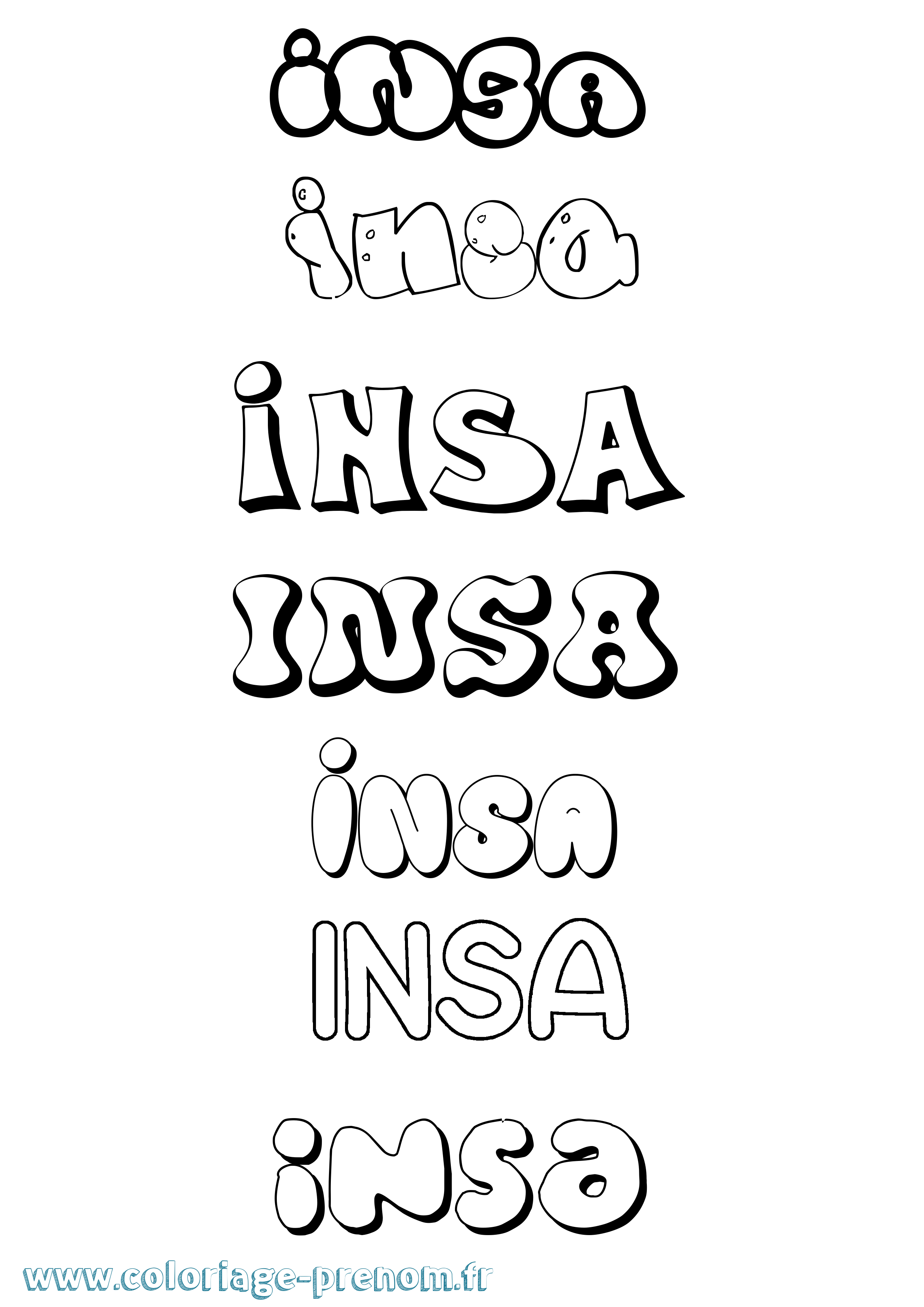 Coloriage Insa Bubble Coloriage prénom Insa Bubble