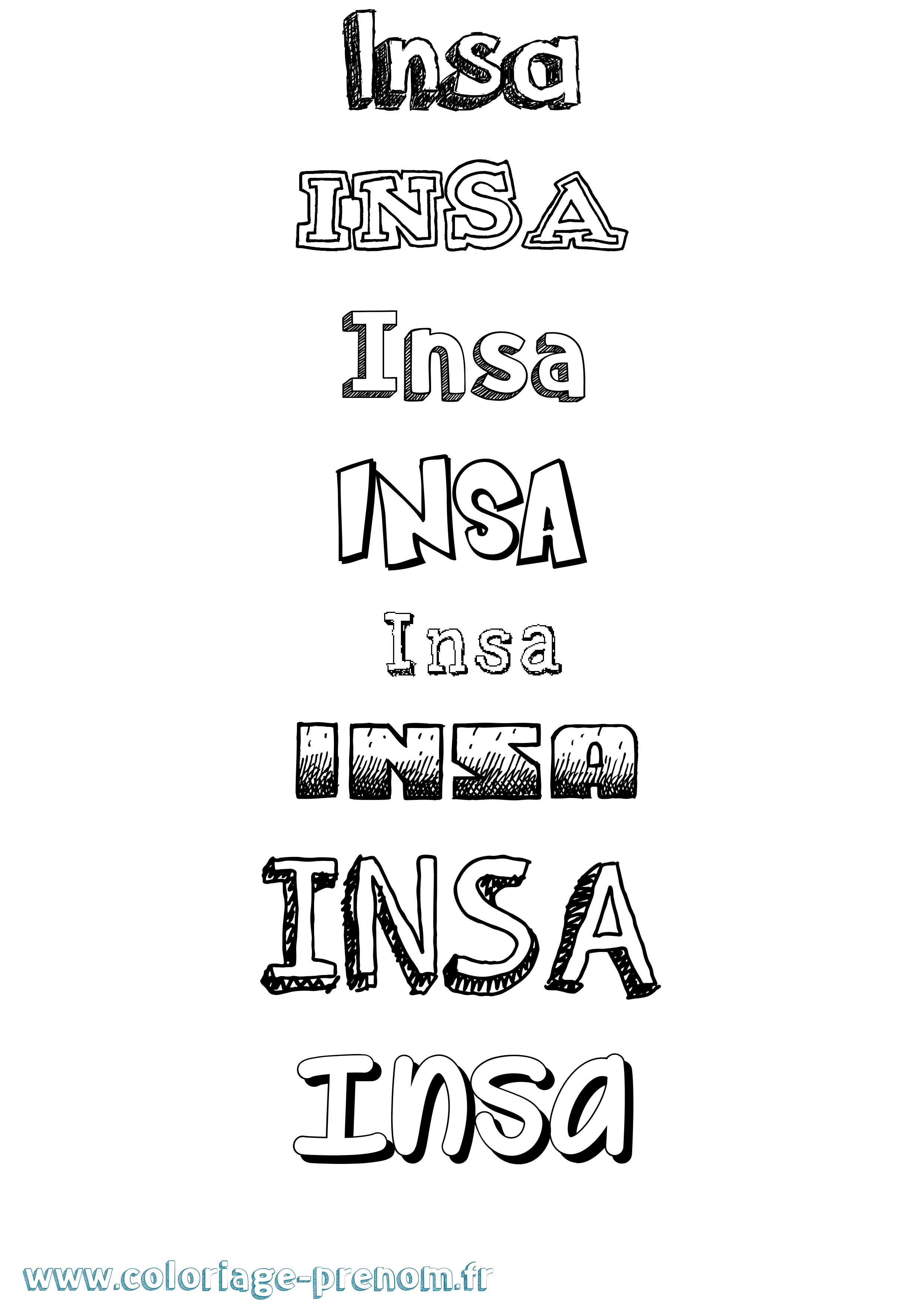 Coloriage Insa Dessiné Coloriage prénom Insa Dessiné