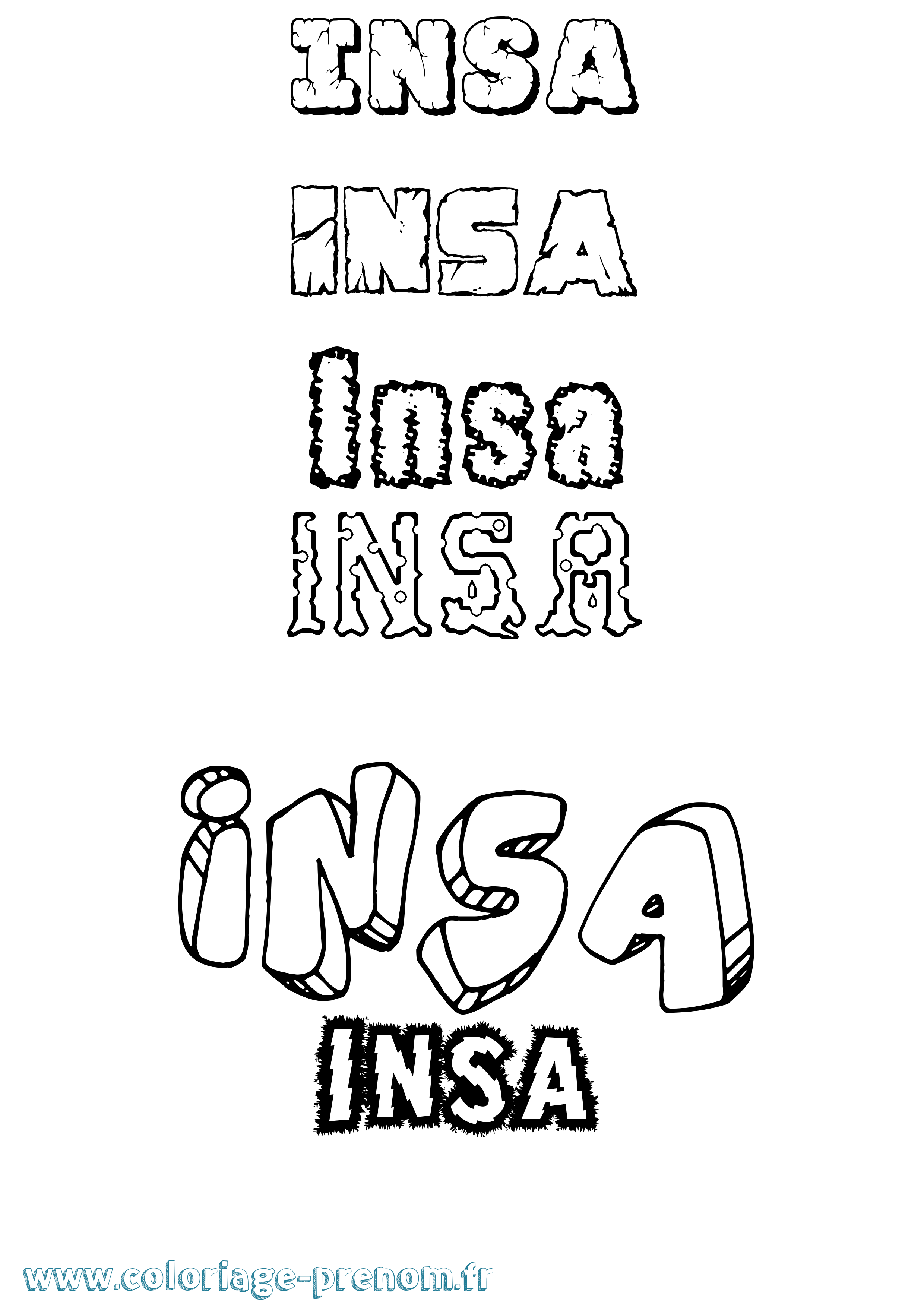 Coloriage Insa Destructuré Coloriage prénom Insa Destructuré