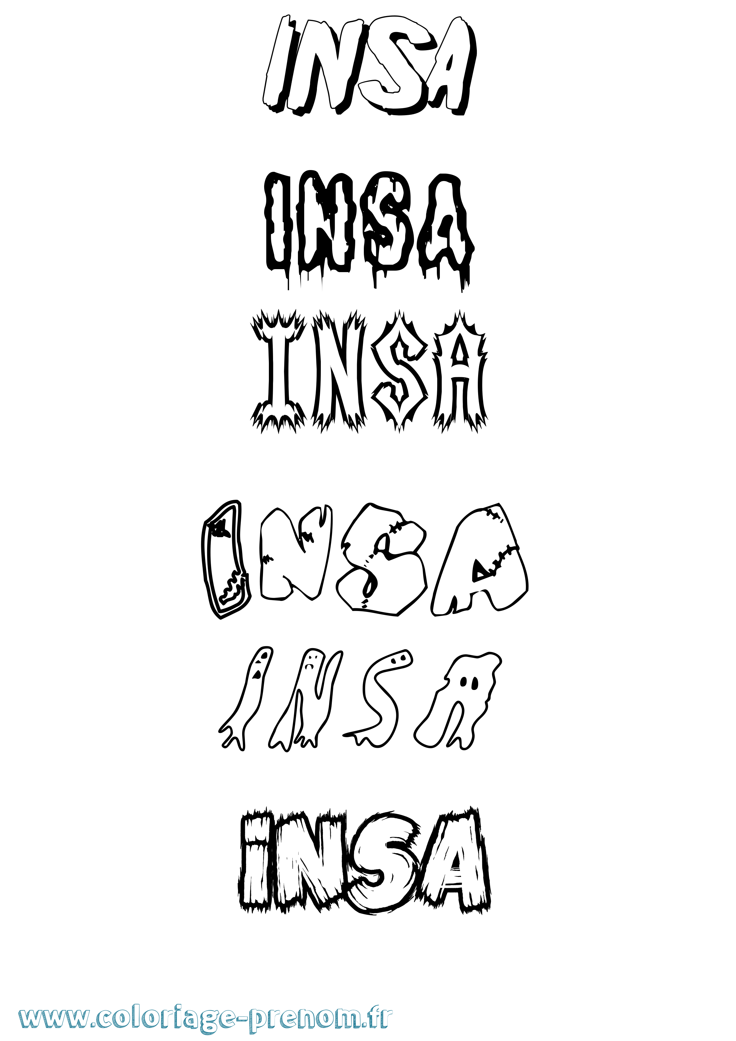 Coloriage Insa Frisson Coloriage prénom Insa Frisson