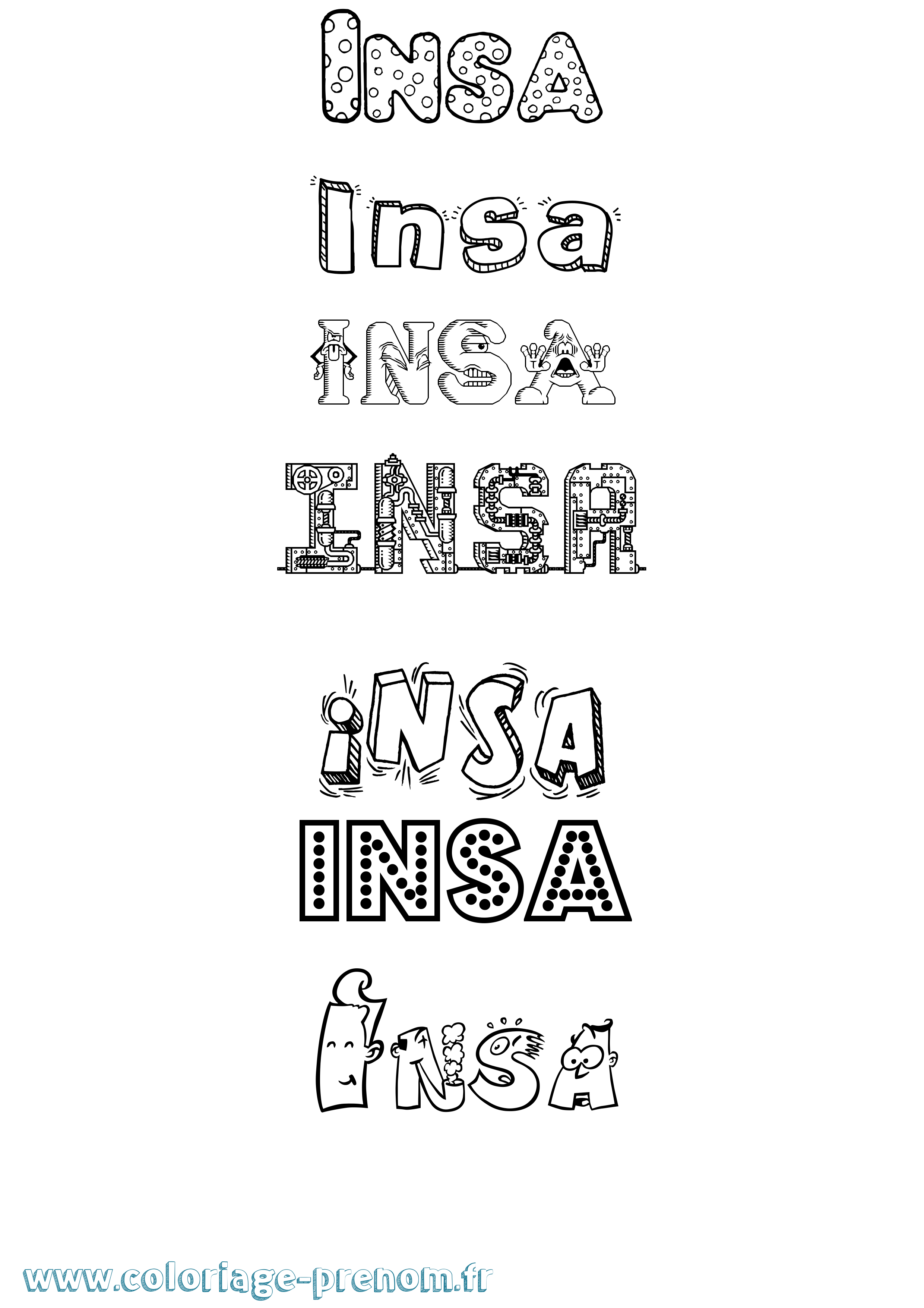 Coloriage Insa Fun Coloriage prénom Insa Fun