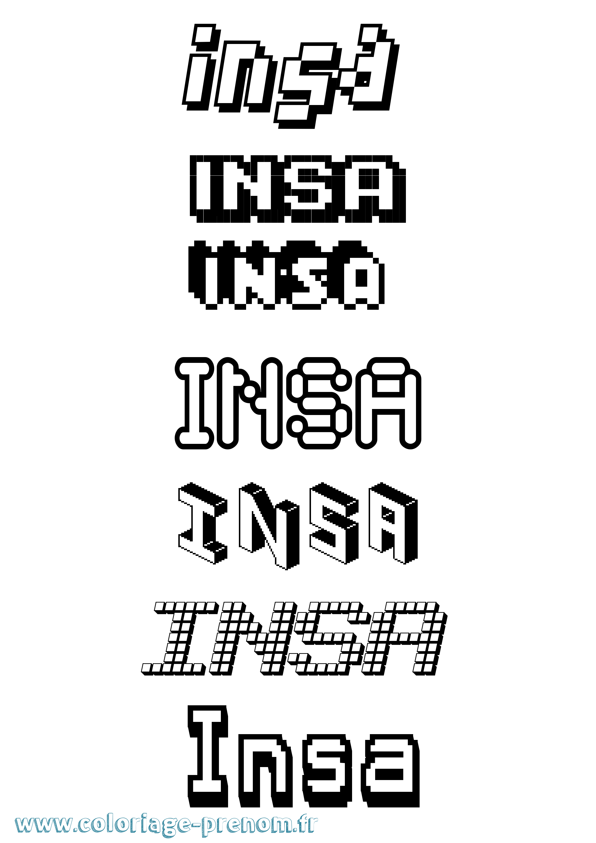 Coloriage Insa Pixel Coloriage prénom Insa Pixel