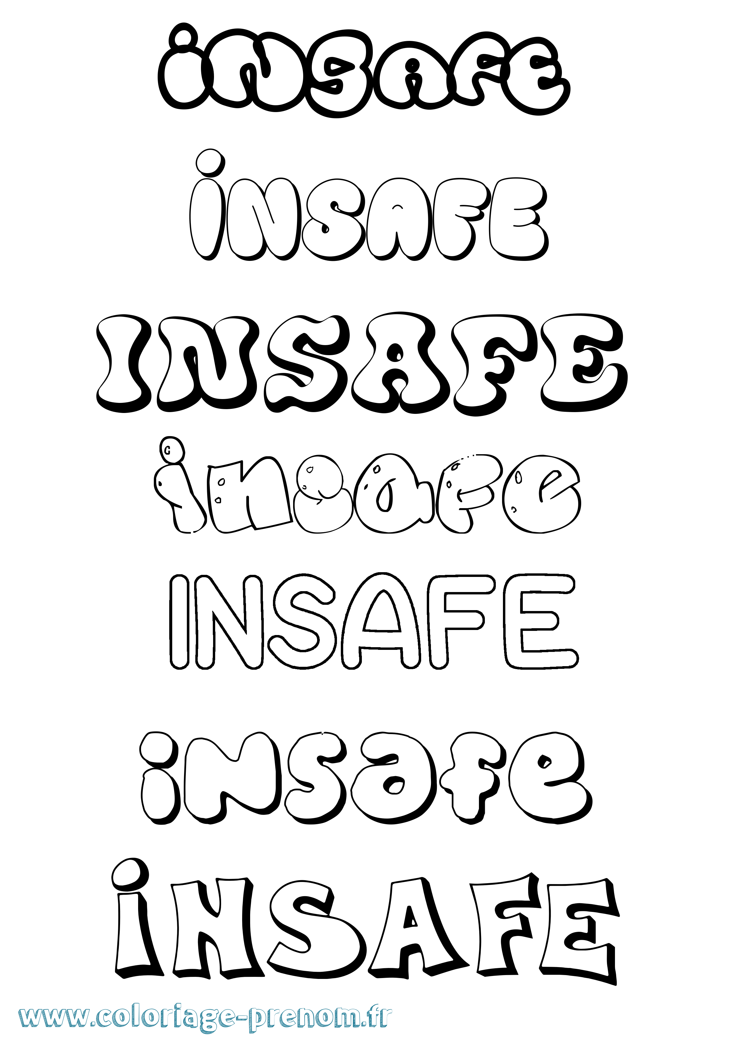 Coloriage Insafe Bubble Coloriage prénom Insafe Bubble