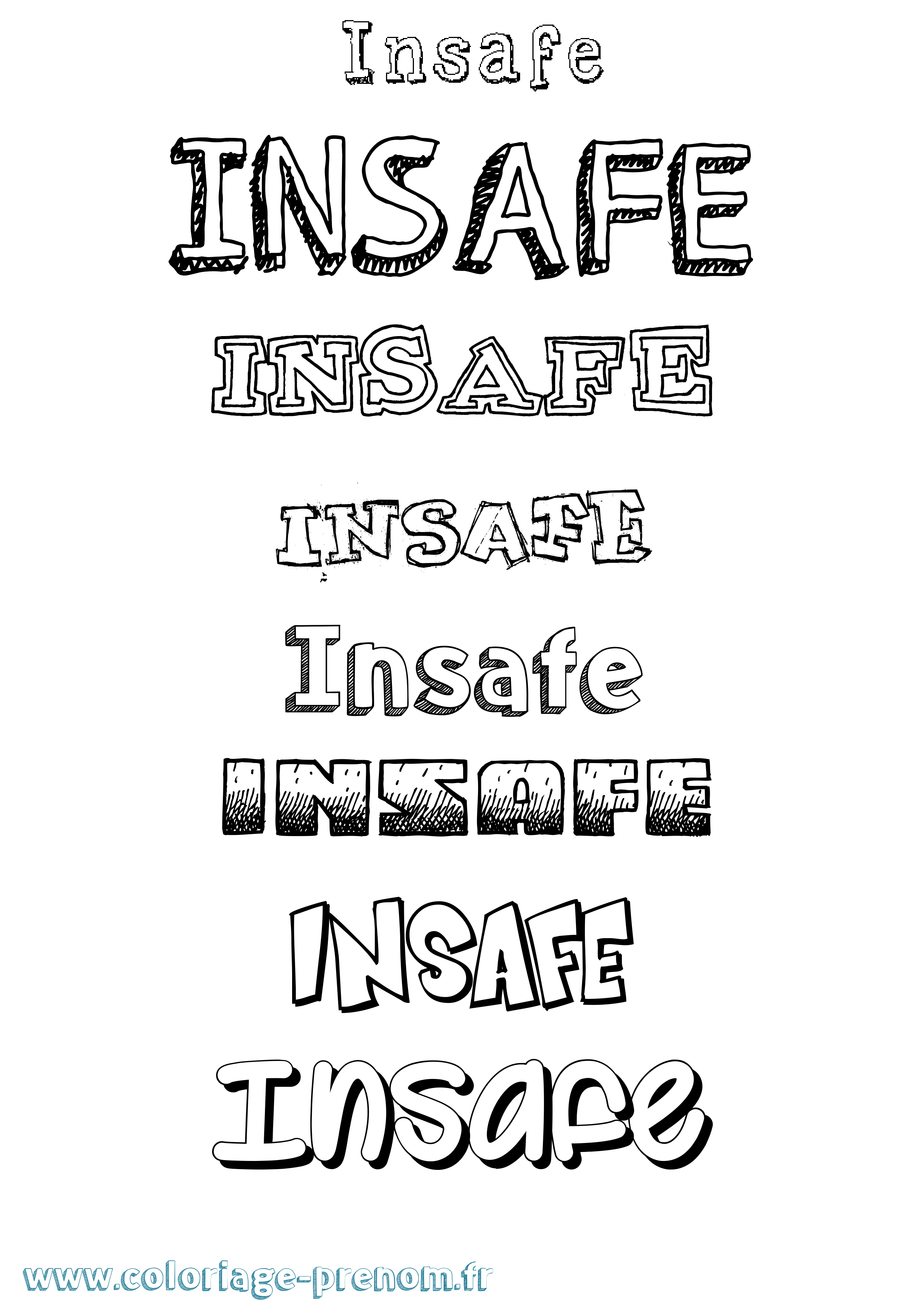 Coloriage Insafe Dessiné Coloriage prénom Insafe Dessiné