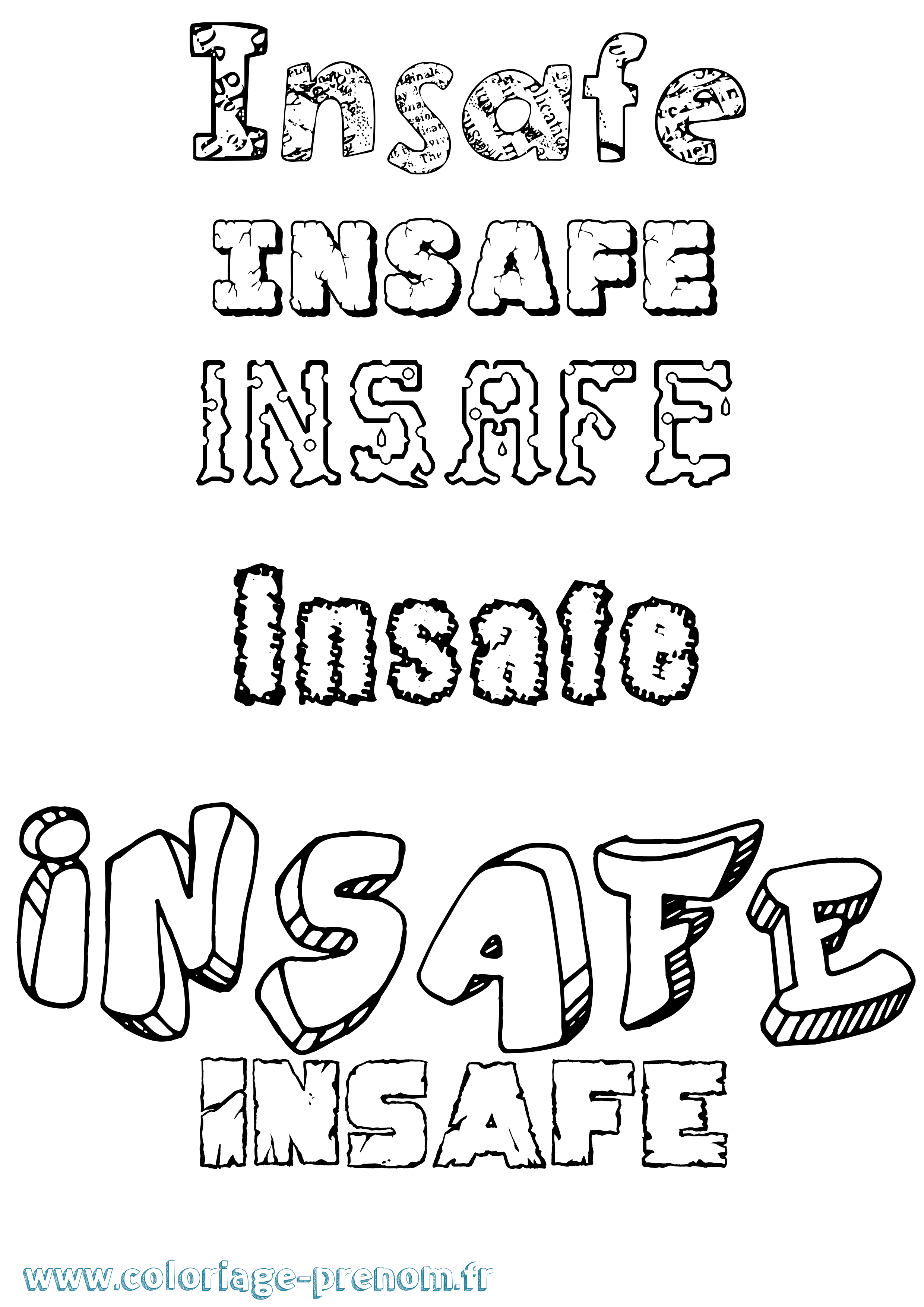 Coloriage Insafe Destructuré Coloriage prénom Insafe Destructuré