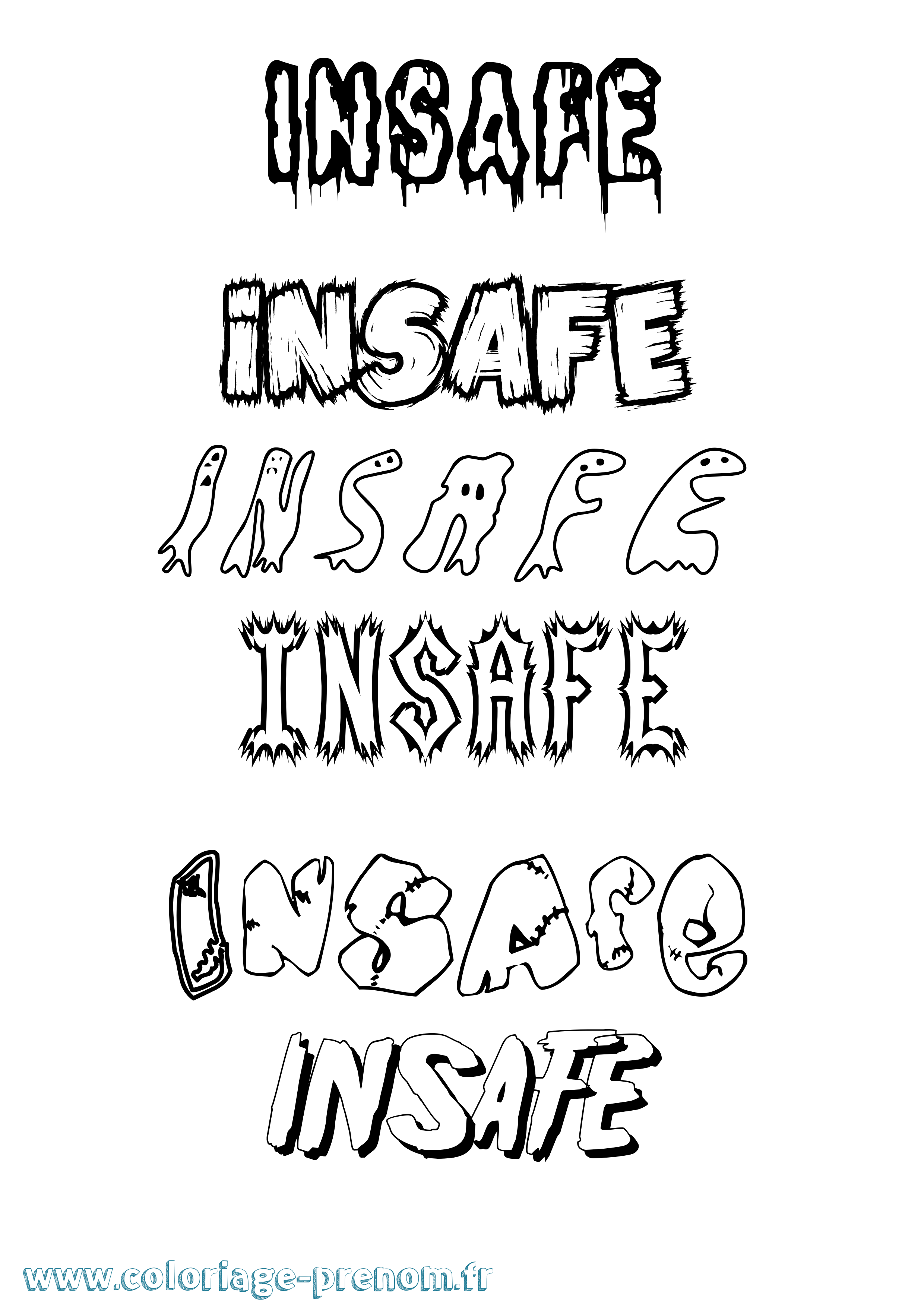 Coloriage Insafe Frisson Coloriage prénom Insafe Frisson
