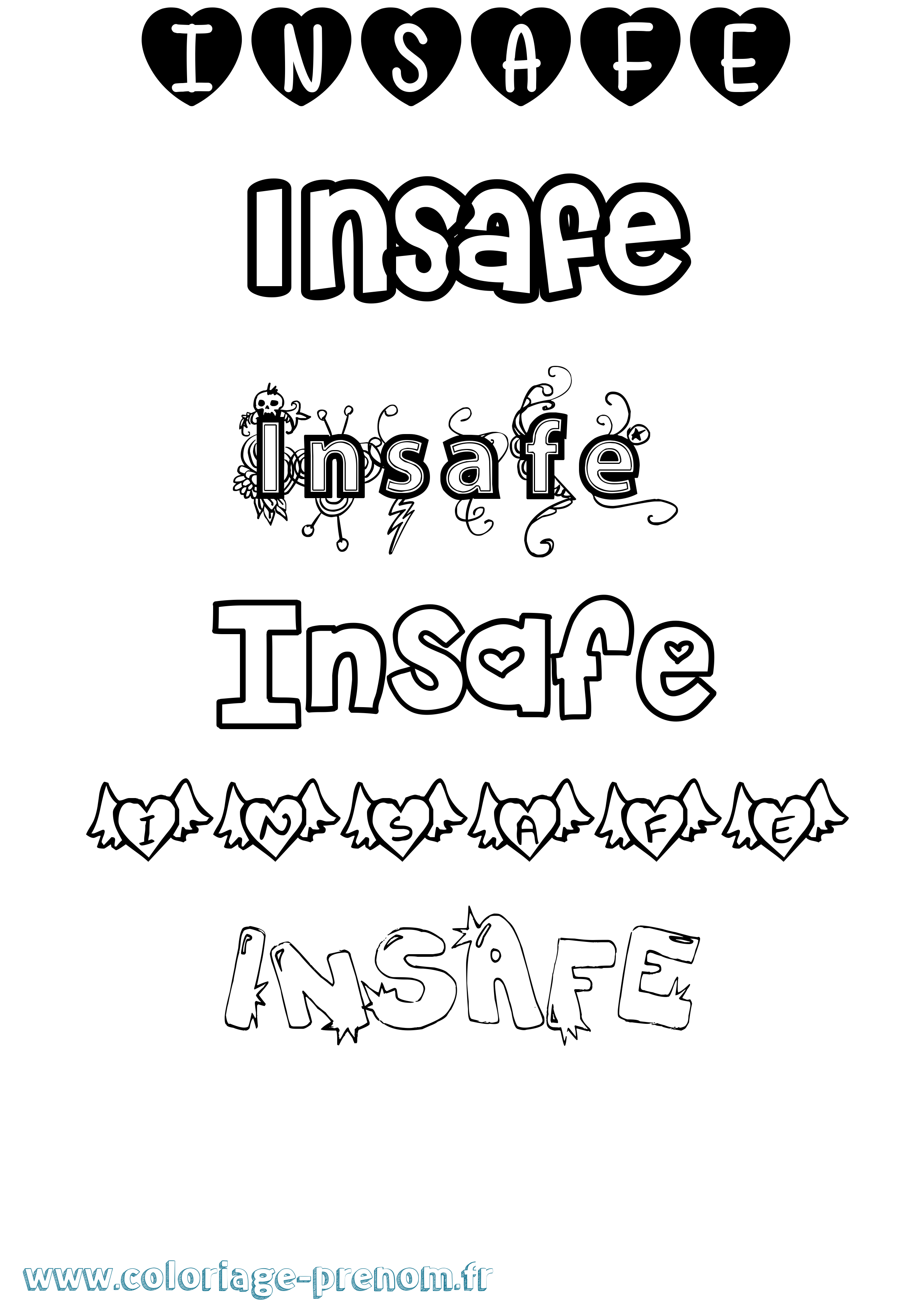 Coloriage Insafe Girly Coloriage prénom Insafe Girly