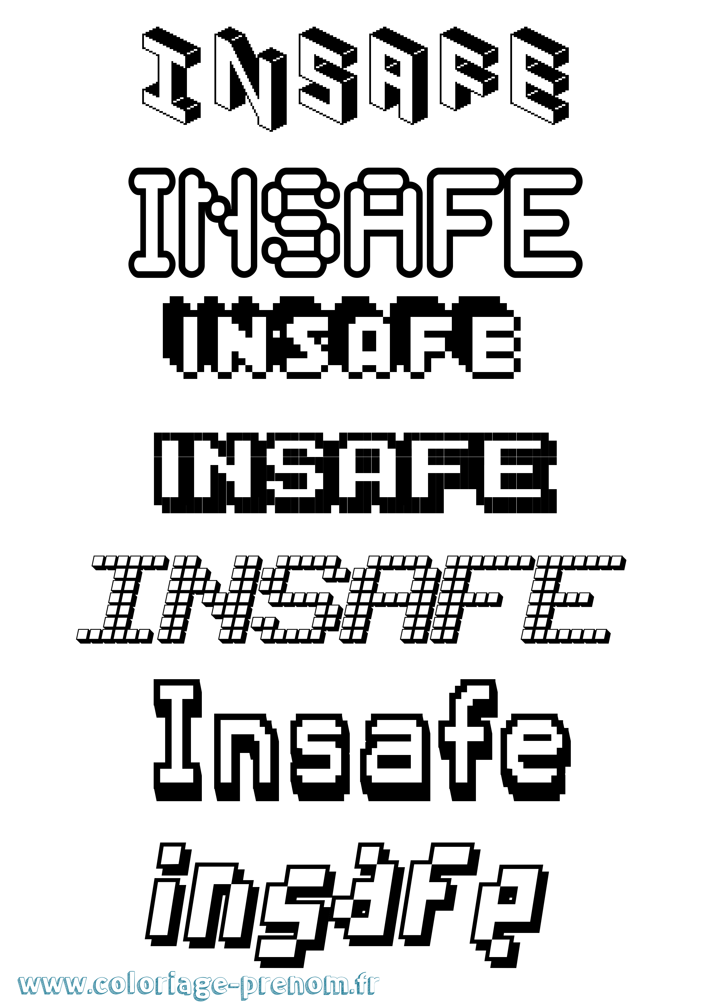 Coloriage Insafe Pixel Coloriage prénom Insafe Pixel