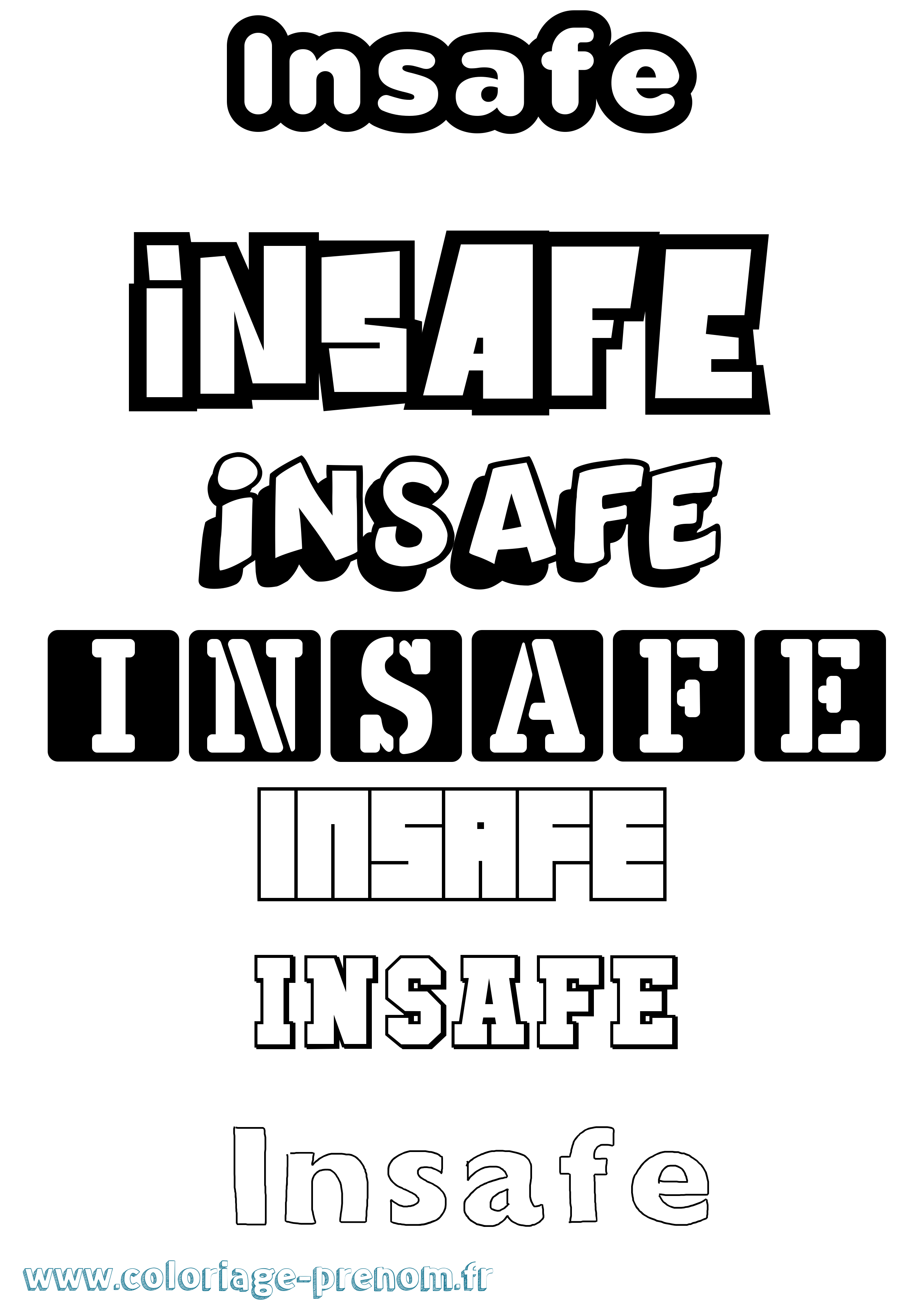 Coloriage Insafe Simple Coloriage prénom Insafe Simple