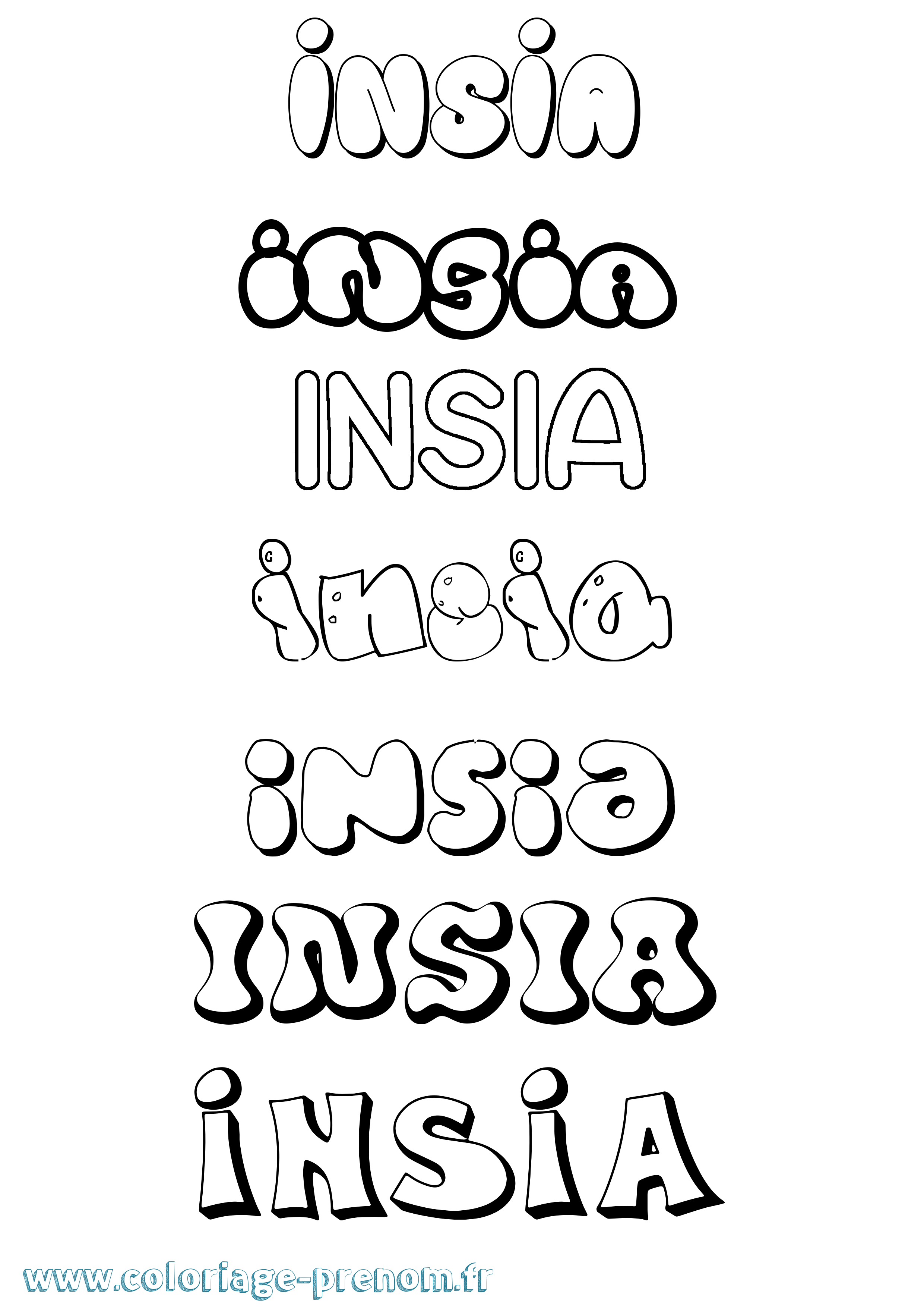 Coloriage Insia Bubble Coloriage prénom Insia Bubble