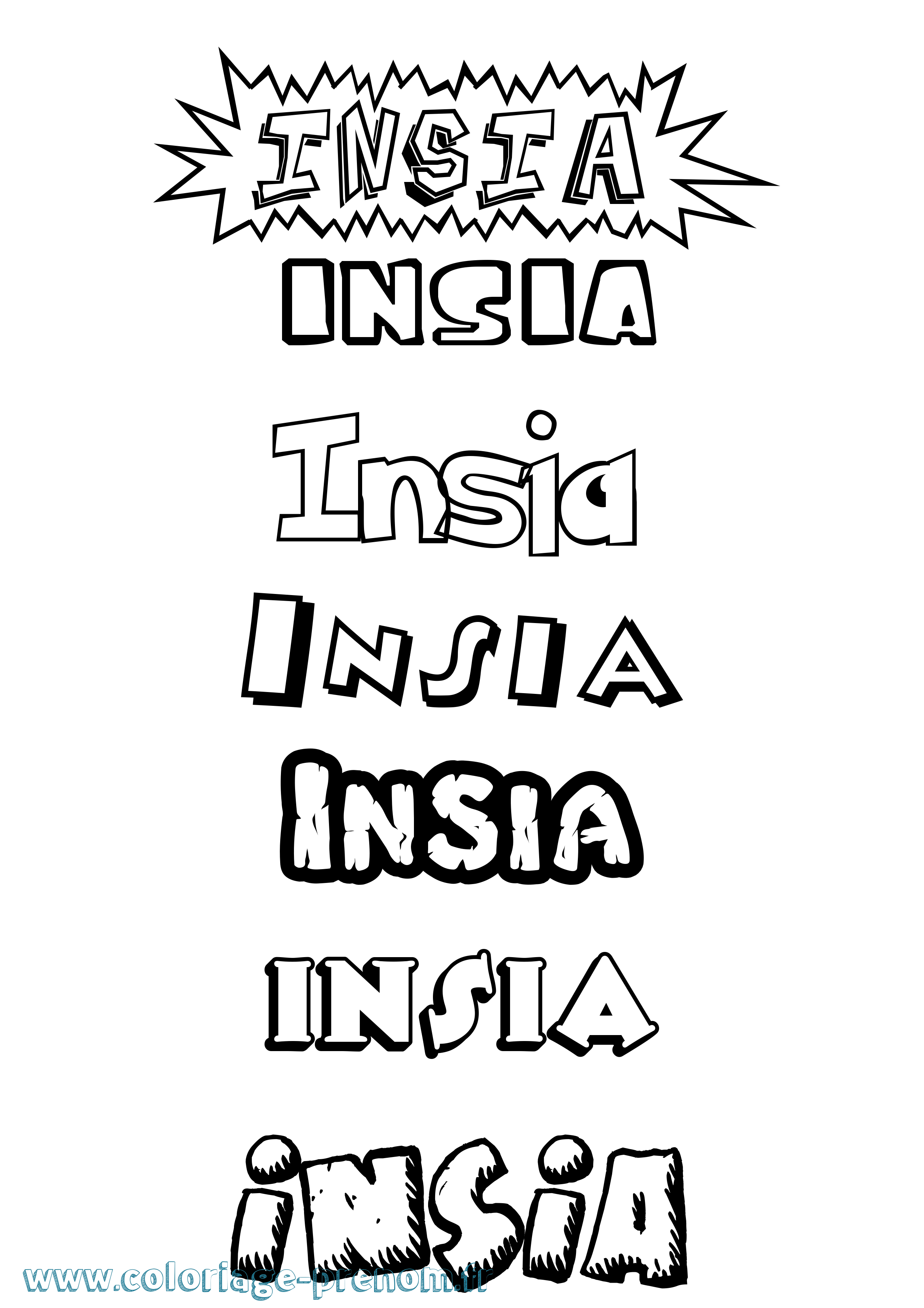 Coloriage Insia Dessin Animé Coloriage prénom Insia Dessin Animé