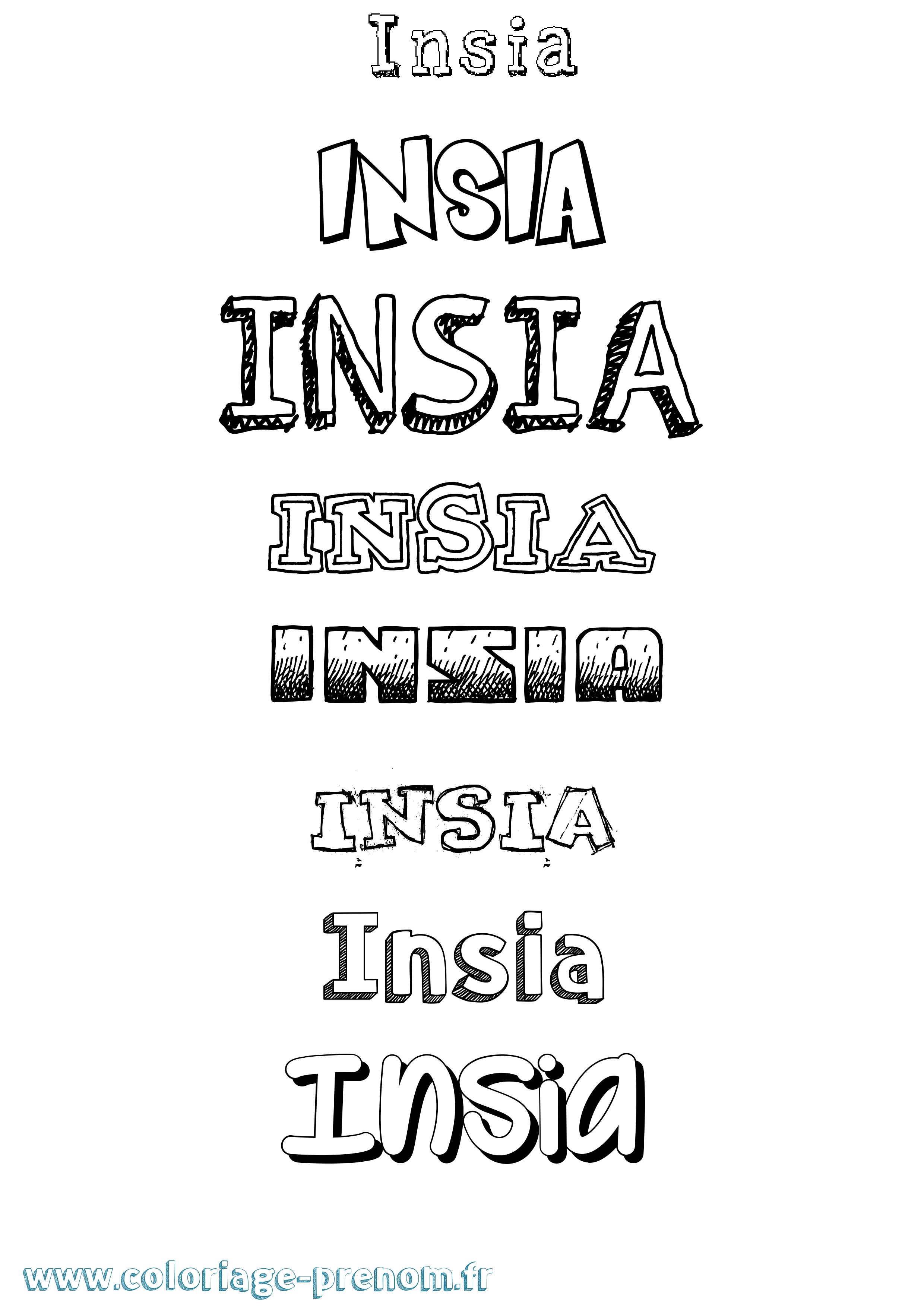 Coloriage Insia Dessiné Coloriage prénom Insia Dessiné
