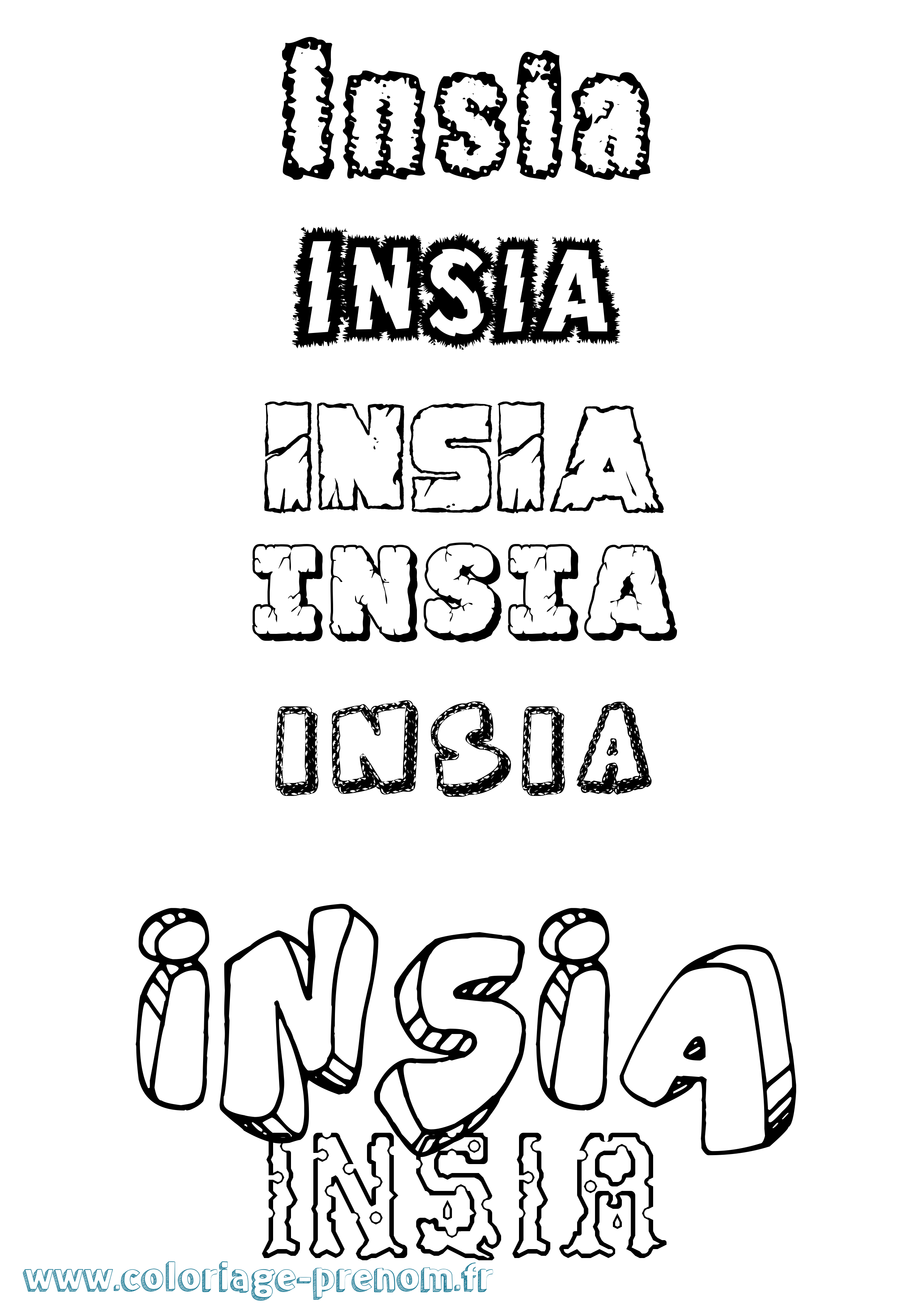 Coloriage Insia Destructuré Coloriage prénom Insia Destructuré