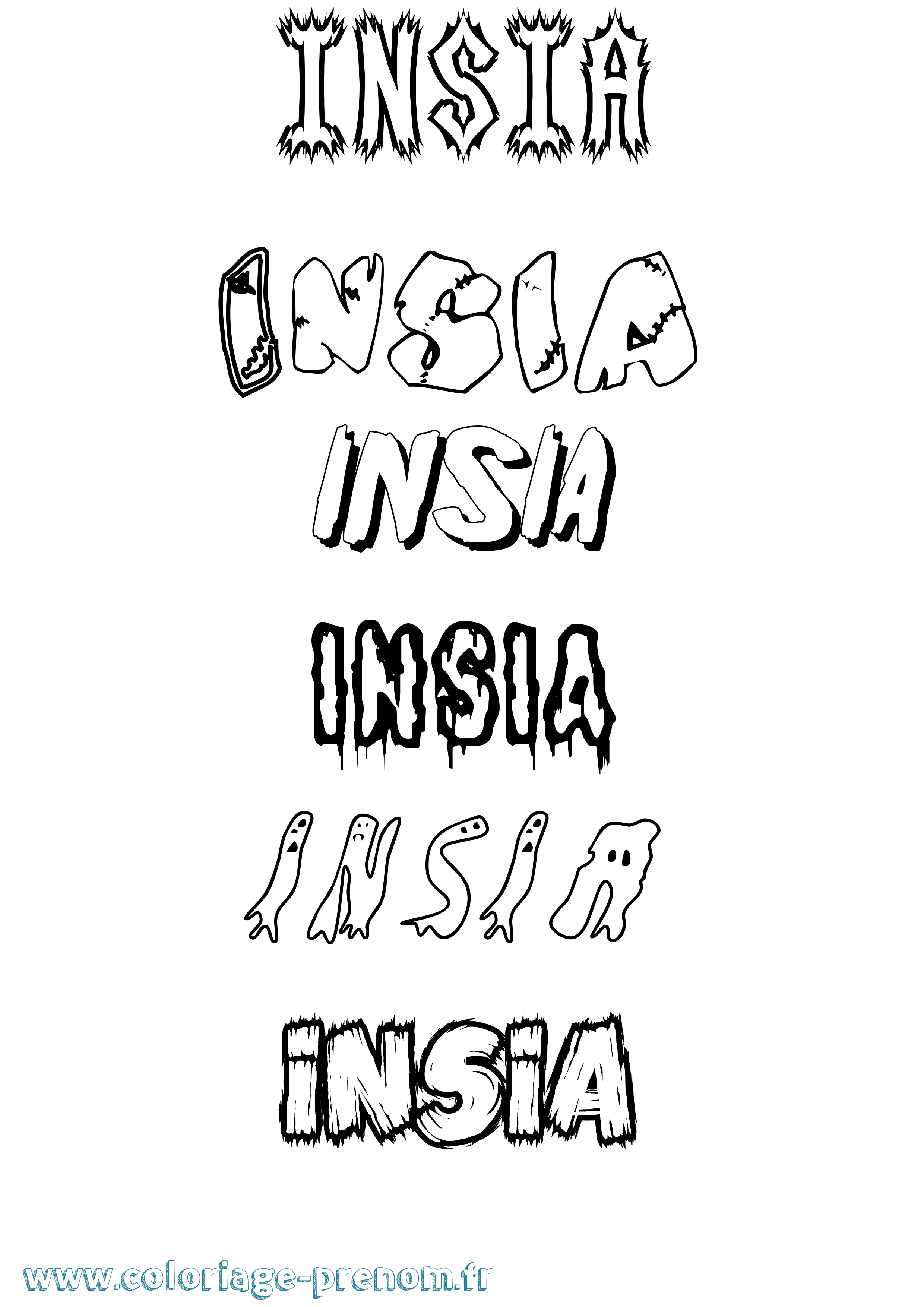 Coloriage Insia Frisson Coloriage prénom Insia Frisson