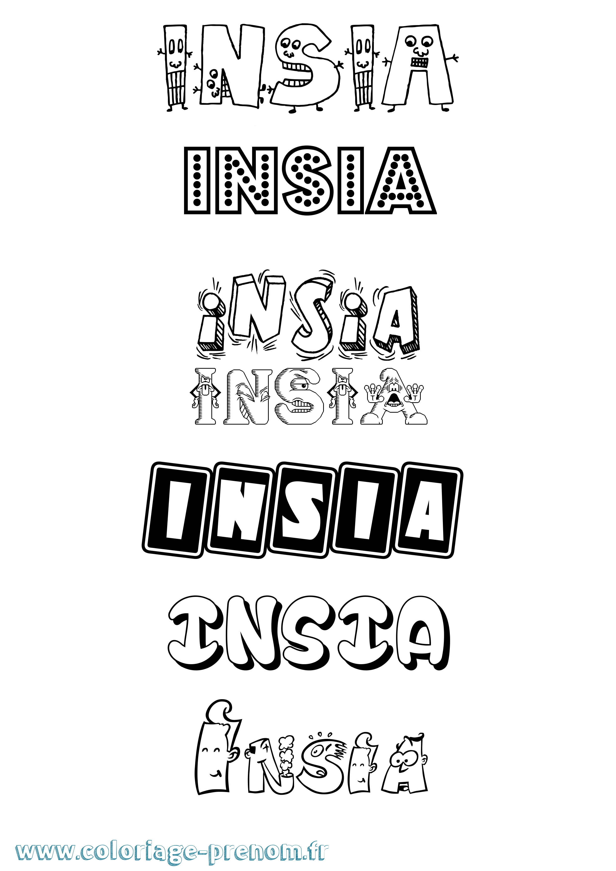 Coloriage Insia Fun Coloriage prénom Insia Fun