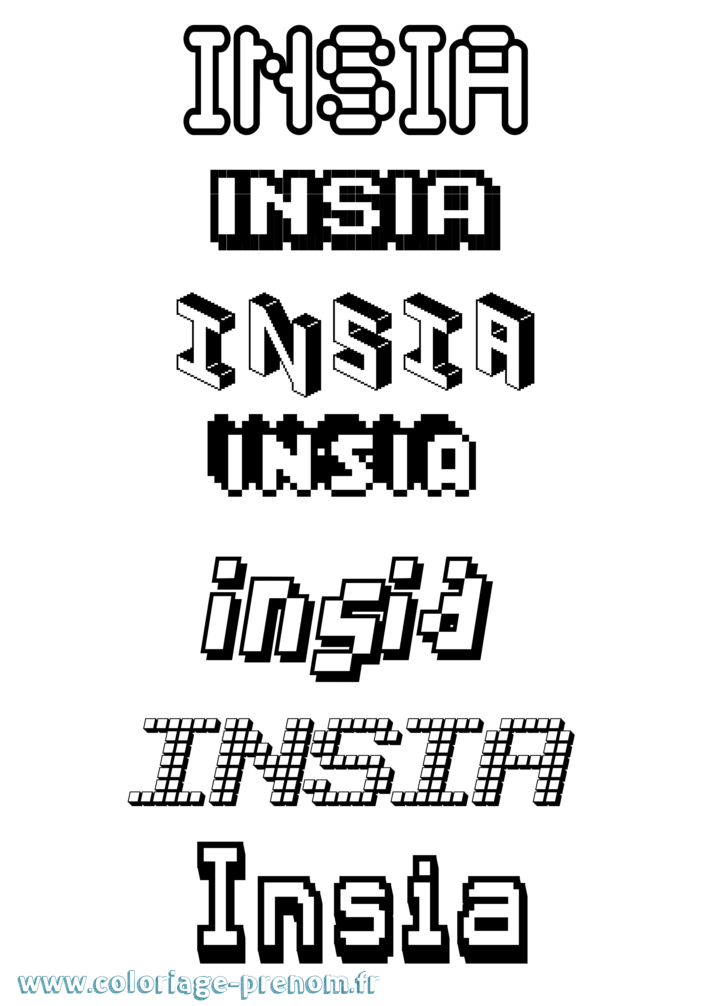 Coloriage Insia Pixel Coloriage prénom Insia Pixel