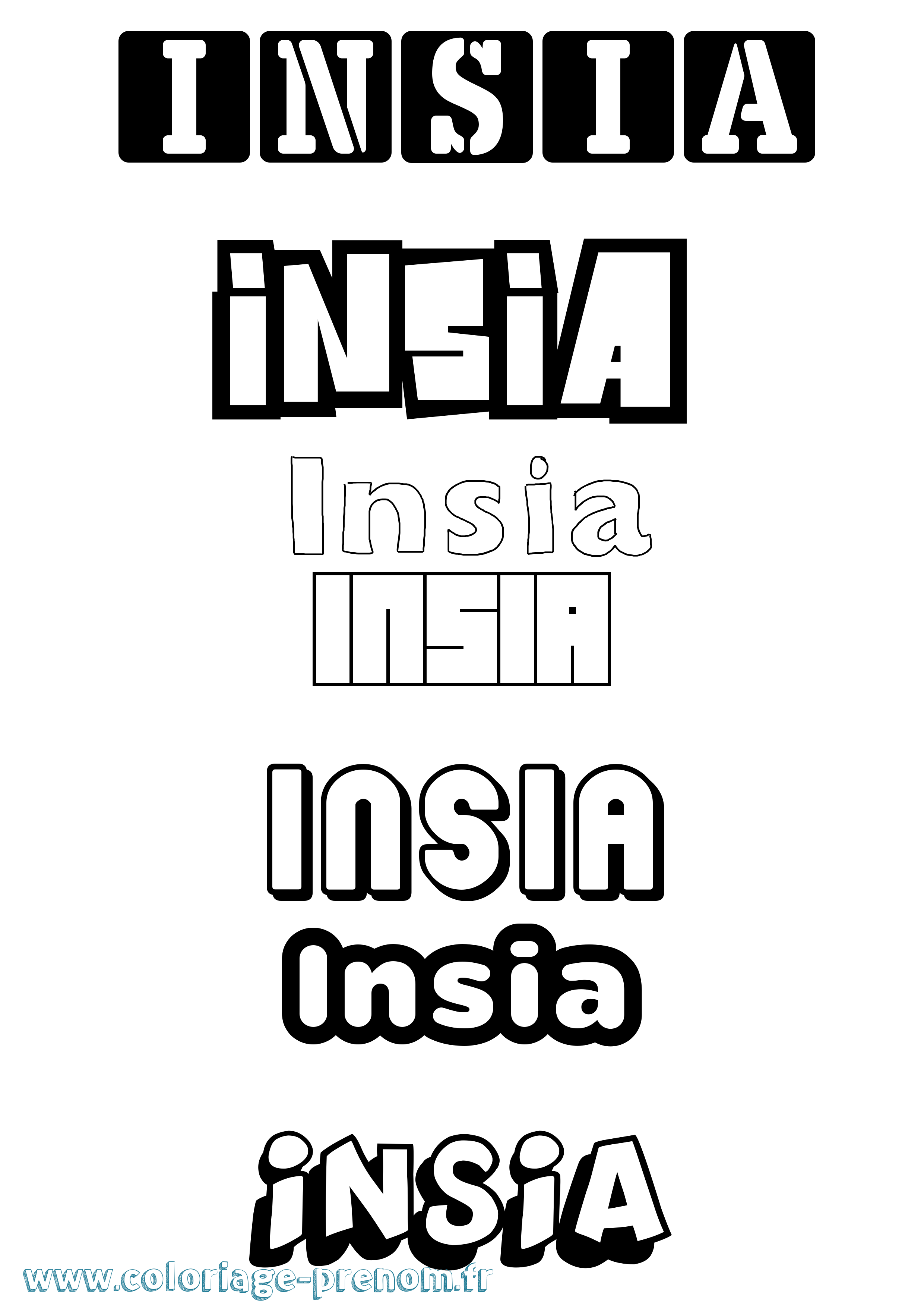 Coloriage Insia Simple Coloriage prénom Insia Simple