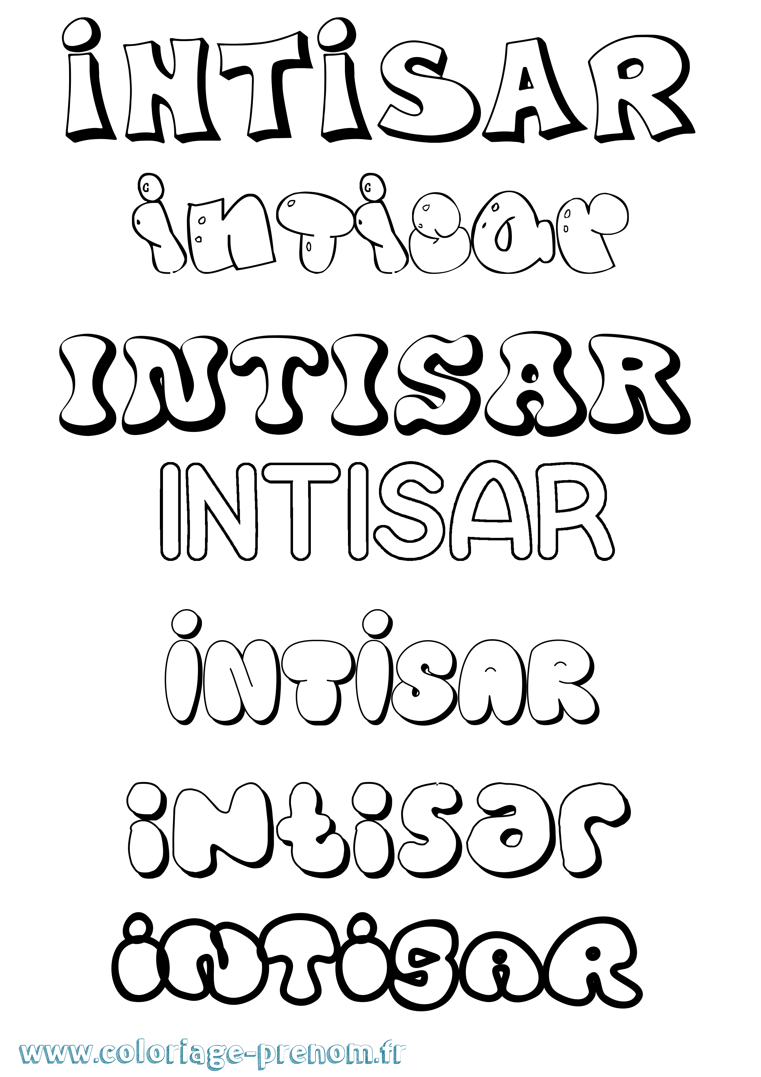 Coloriage Intisar Bubble Coloriage prénom Intisar Bubble